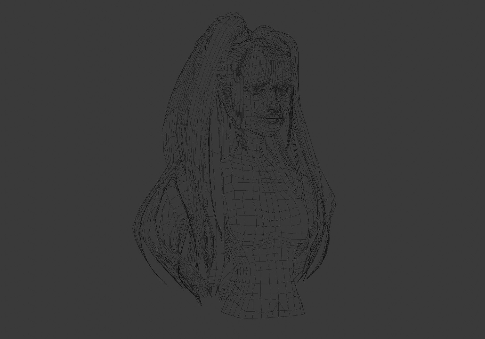 Strands Female Hairstyle 3D model_6