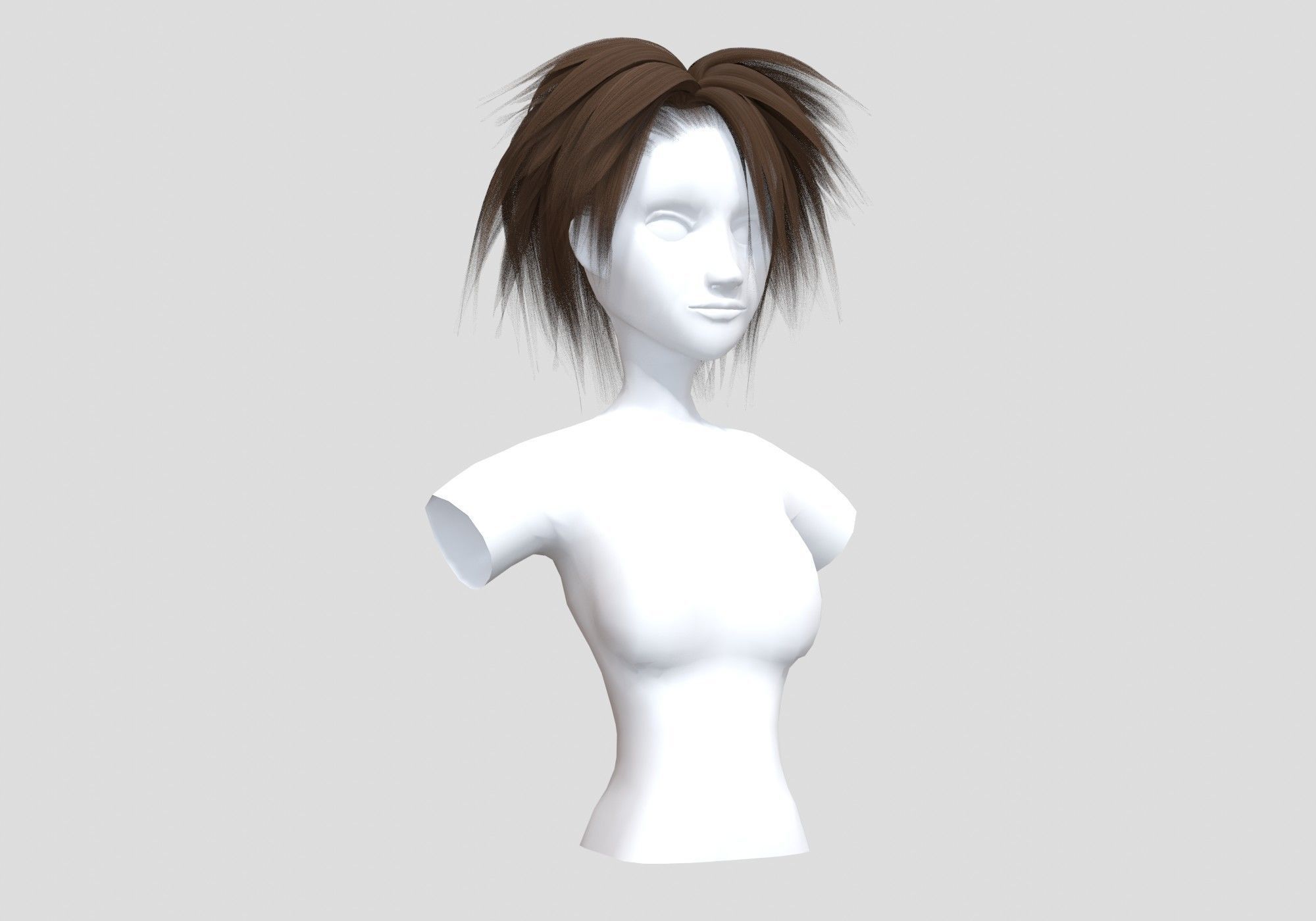 Short Female Hairstyle 3D model_1