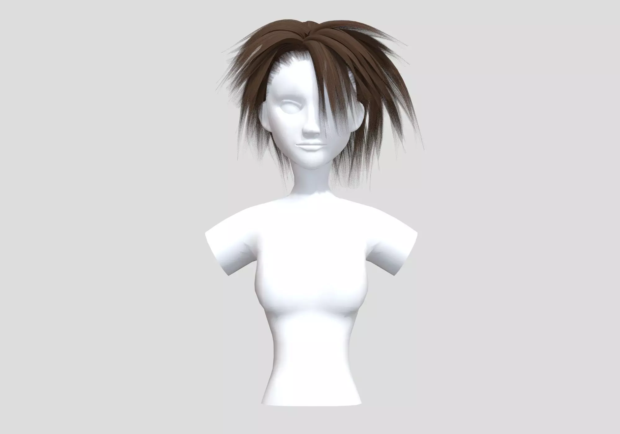 Short Female Hairstyle 3D model_0