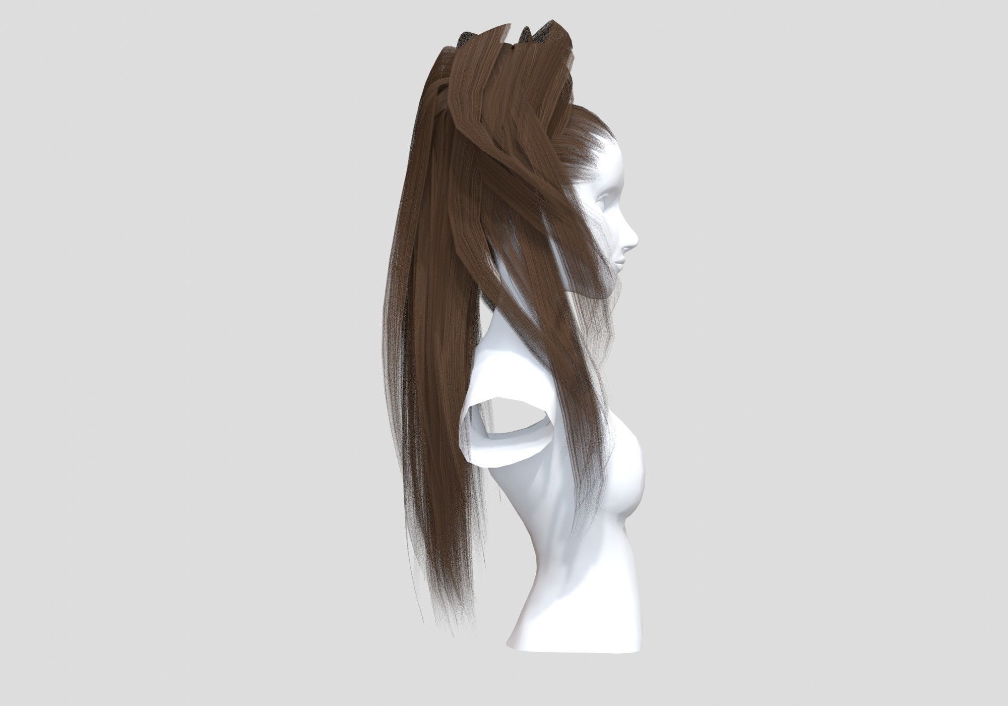 Pigtail High Hairstyle  3D model_2