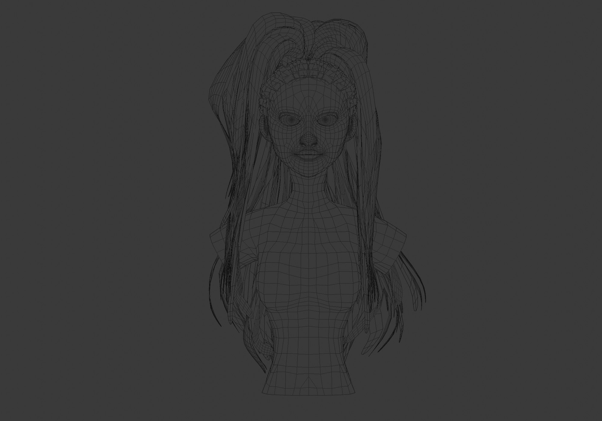 Pigtail High Hairstyle  3D model_5