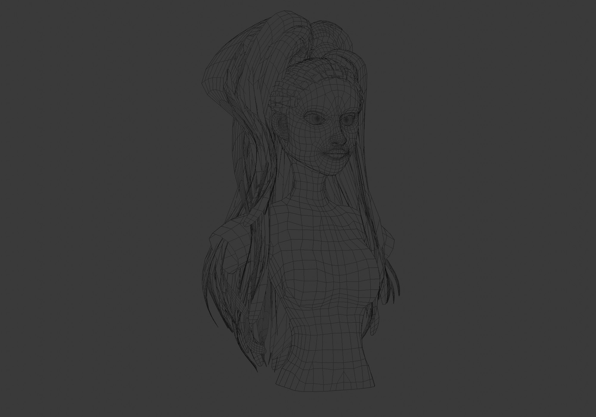 Pigtail High Hairstyle  3D model_6