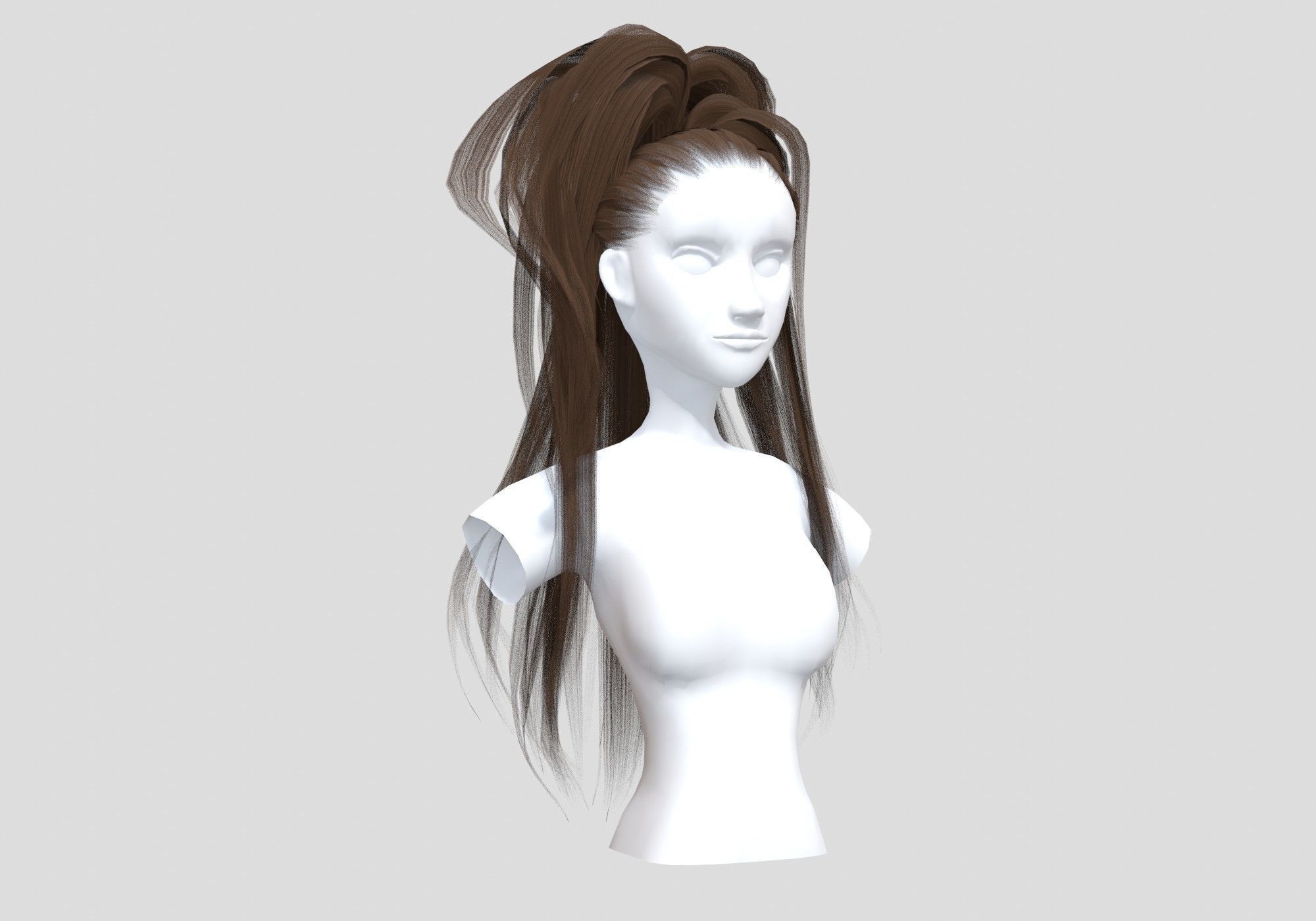 Pigtail High Hairstyle  3D model_1