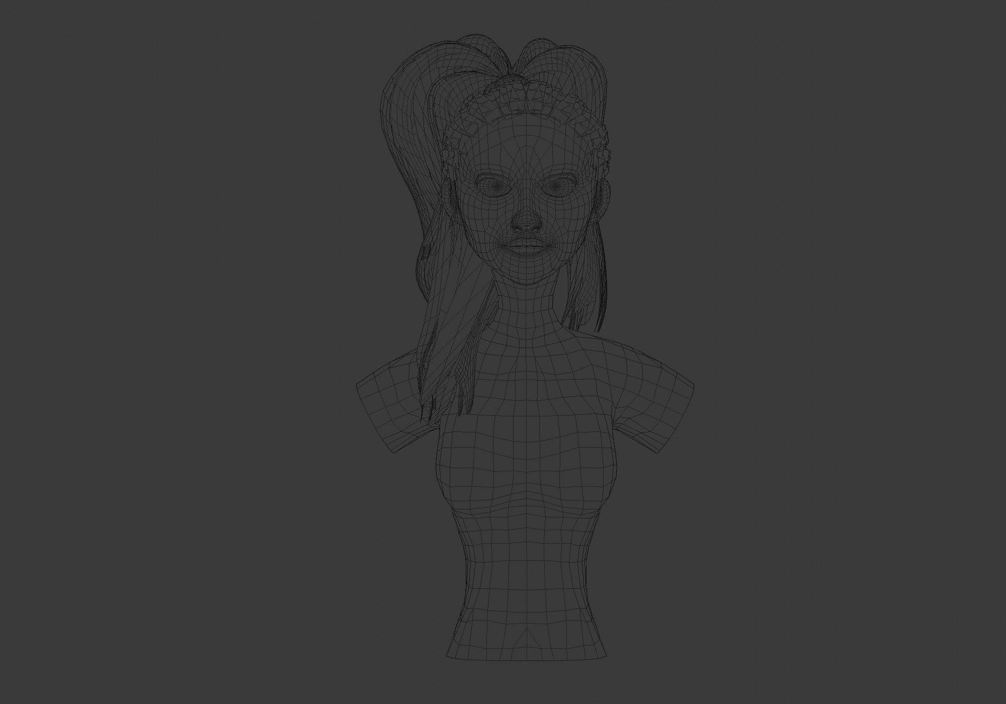 Pigtail Female Hairstyle 3D model_5