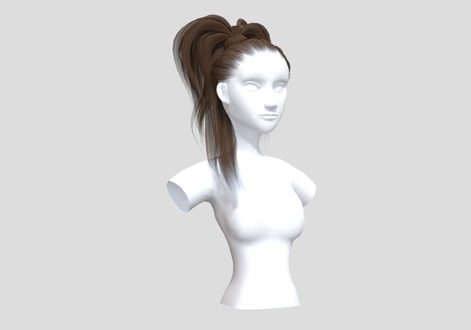 Pigtail Female Hairstyle 3D model_1