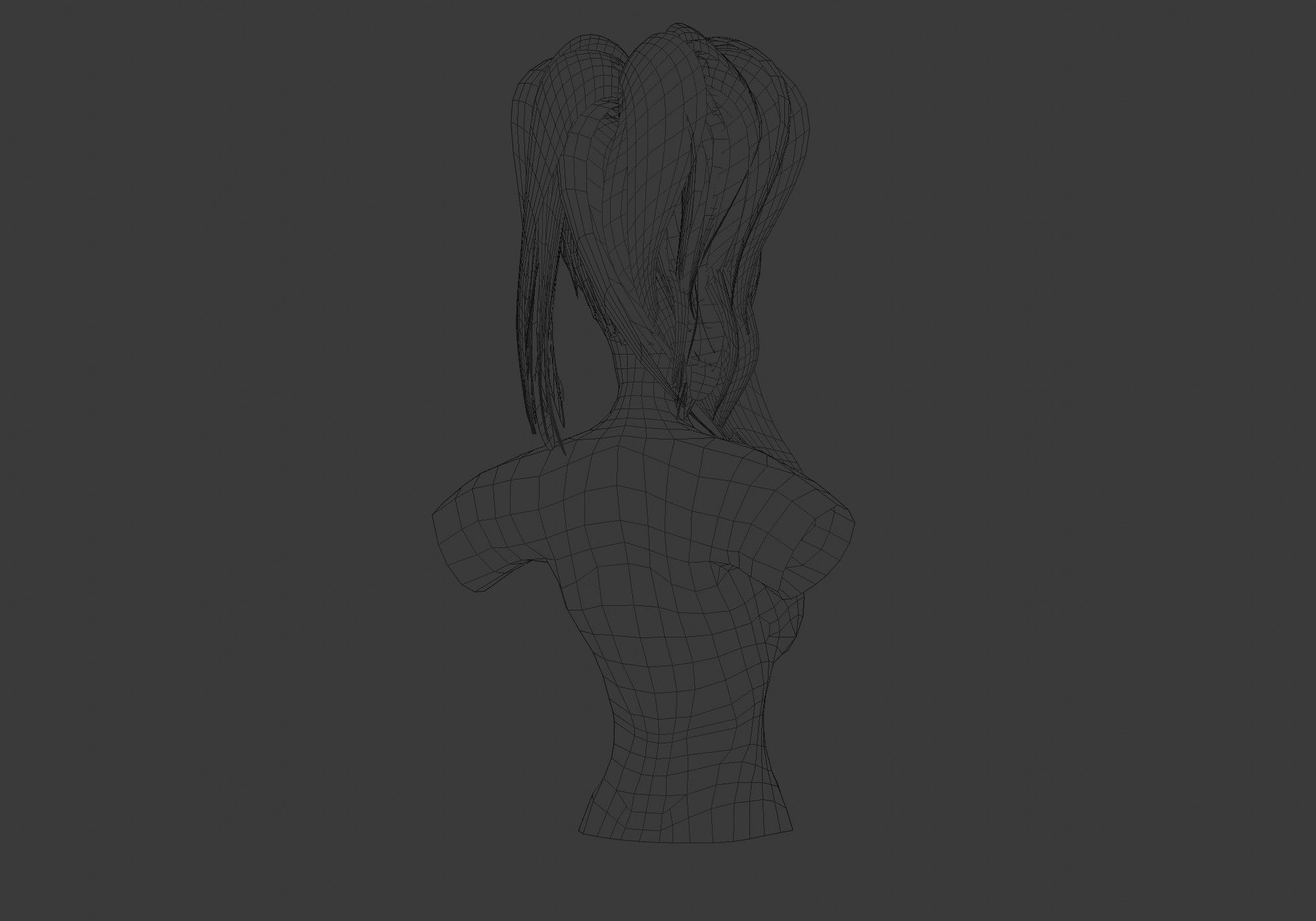Pigtail Female Hairstyle 3D model_8