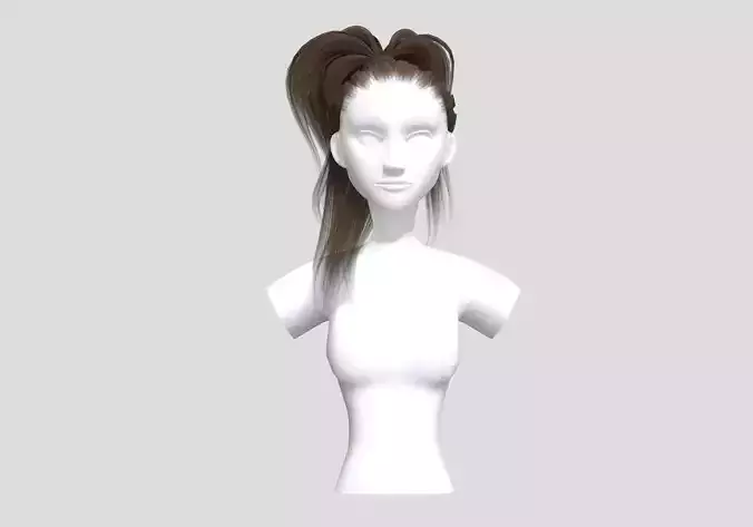 Pigtail Female Hairstyle 3D model Pigtail Female Hairstyle 3D model