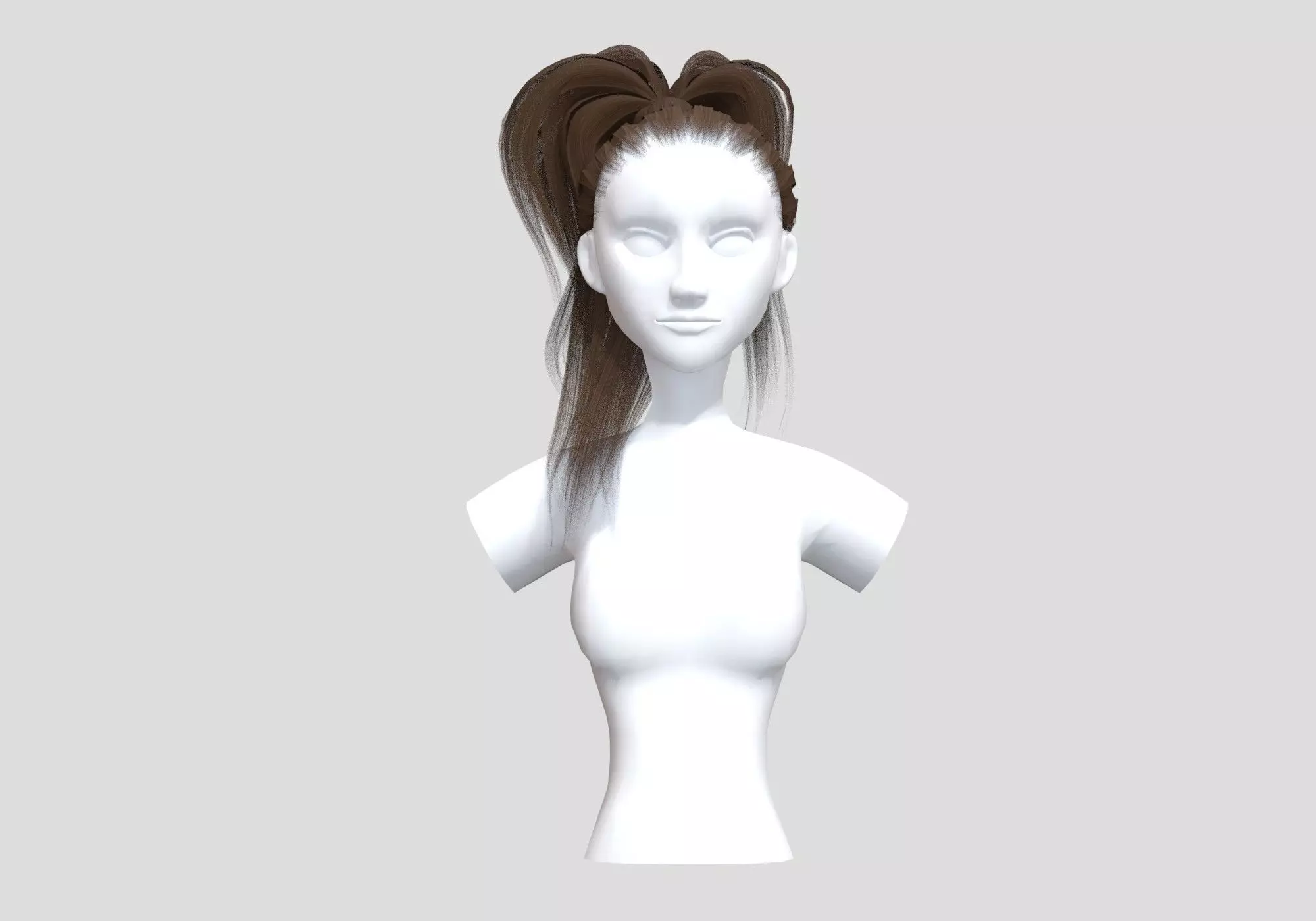 Pigtail Female Hairstyle 3D model_0