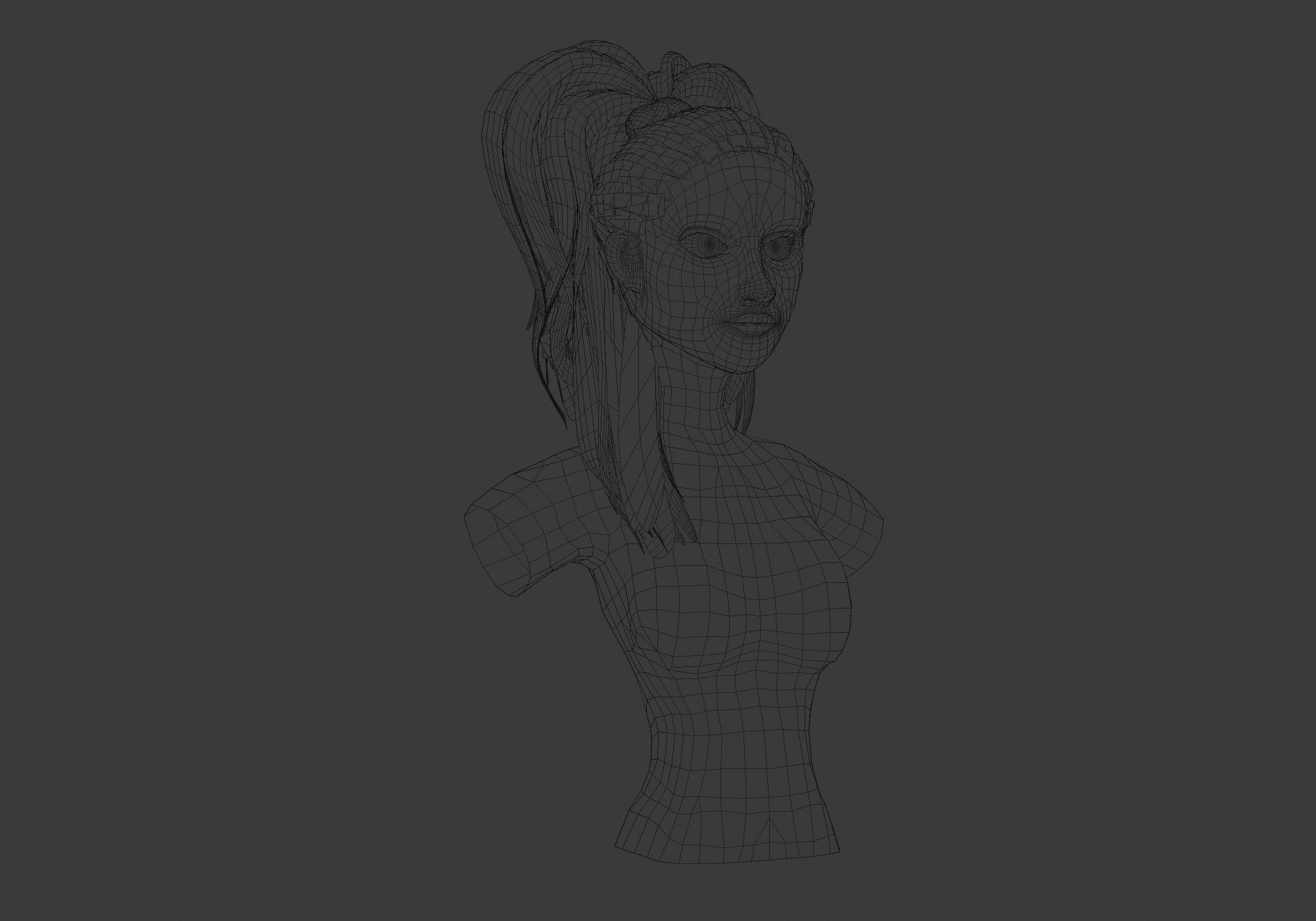Pigtail Female Hairstyle 3D model_6