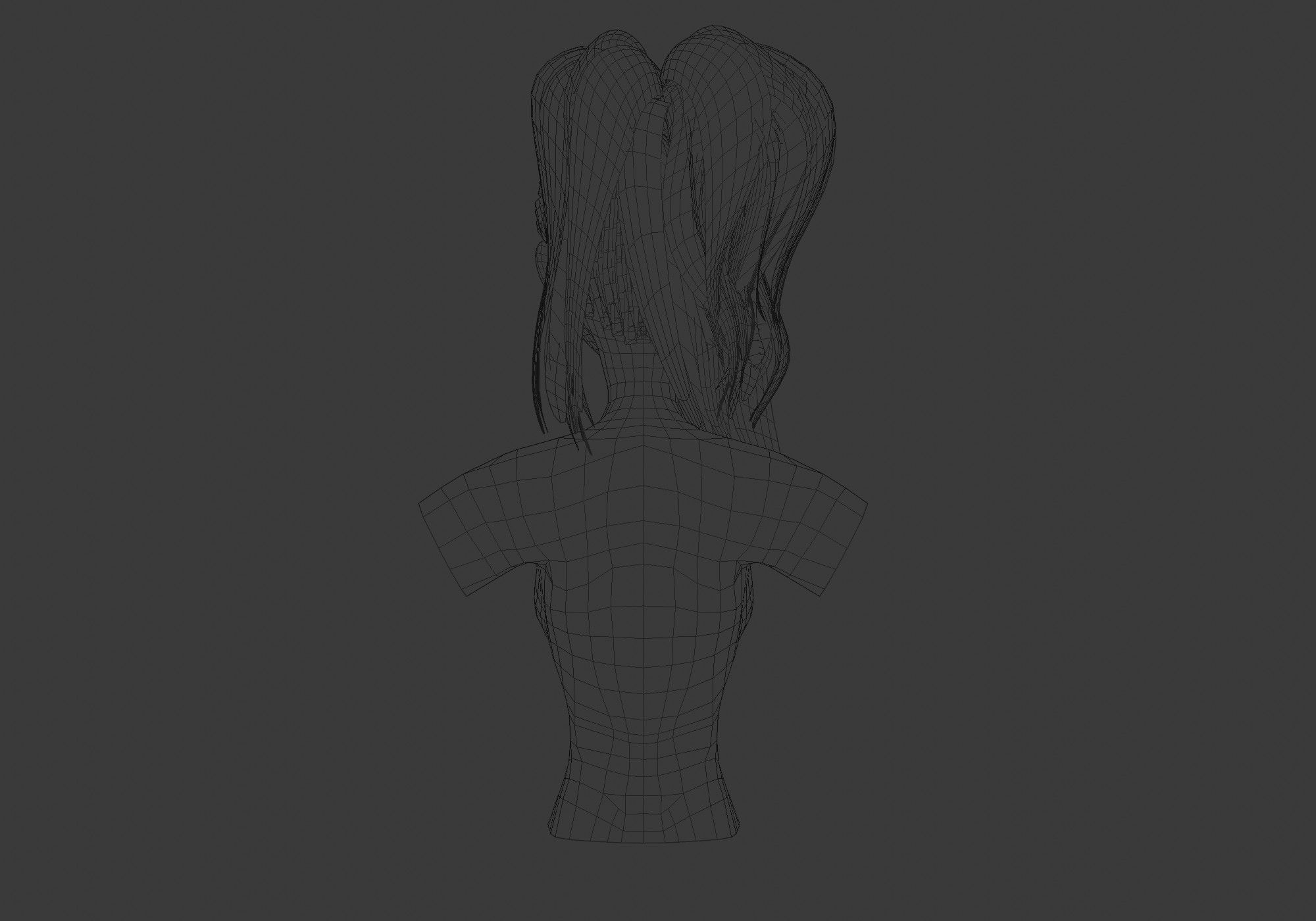 Pigtail Female Hairstyle 3D model_9