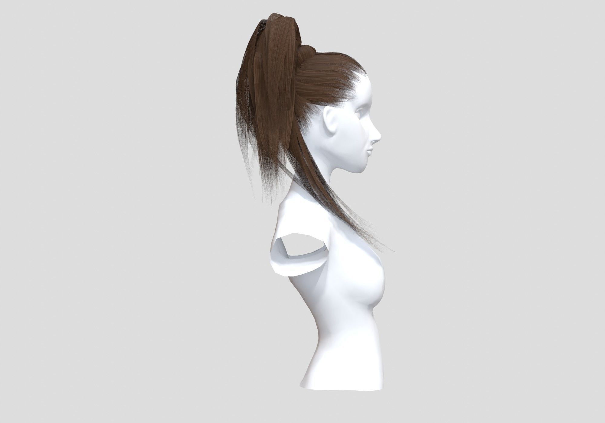 Pigtail Female Hairstyle 3D model_2