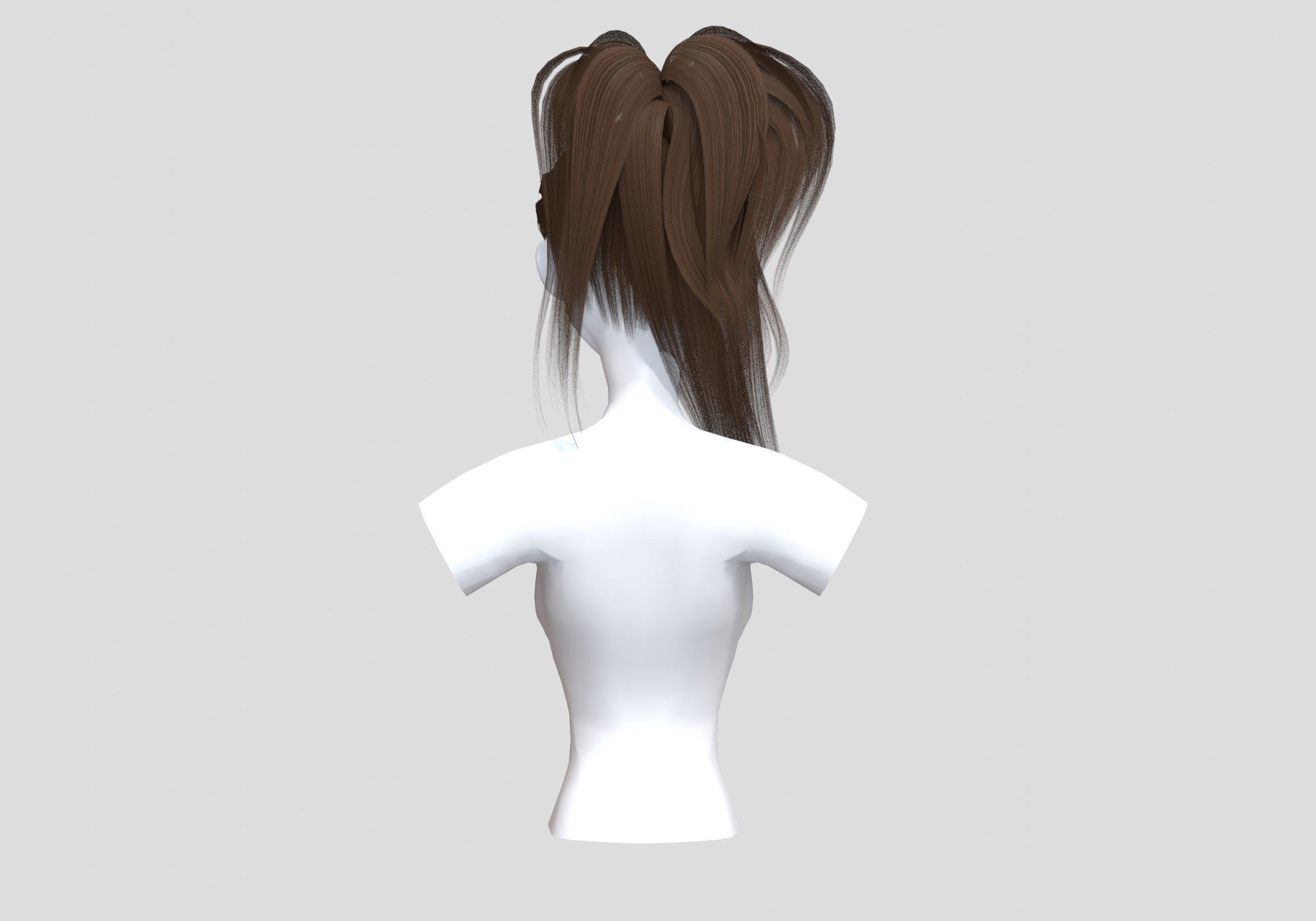 Pigtail Female Hairstyle 3D model_4