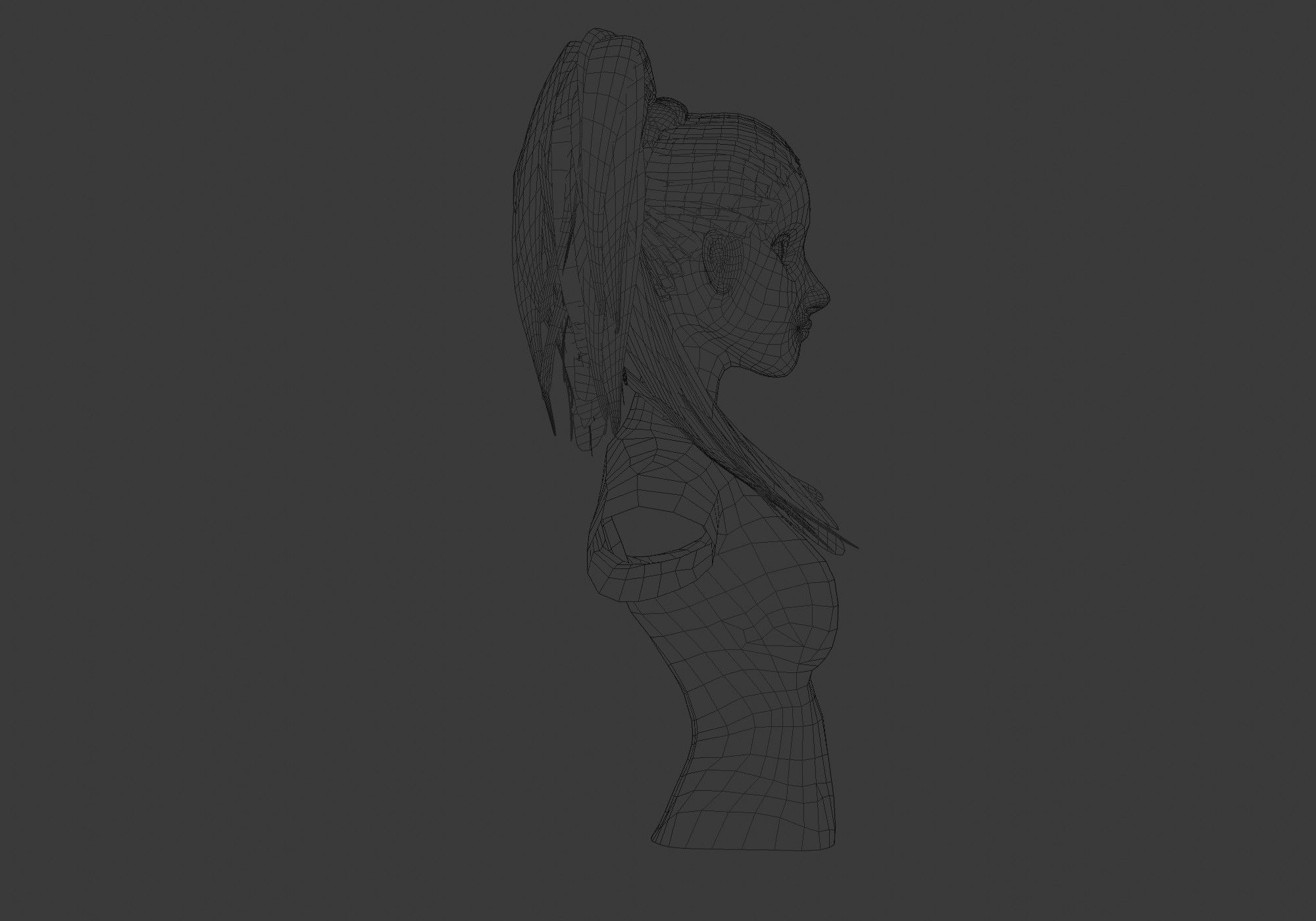 Pigtail Female Hairstyle 3D model_7