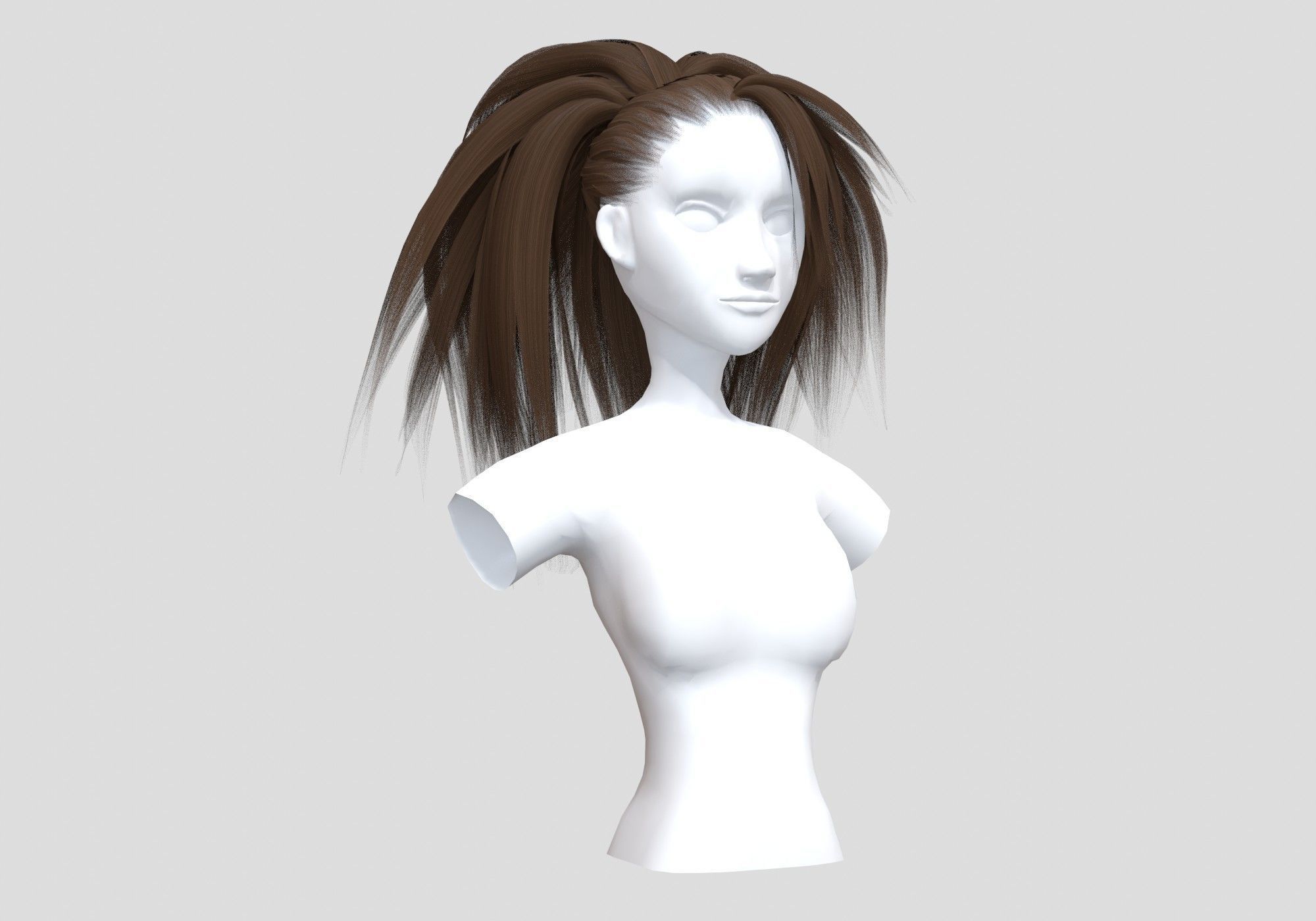 Long Female Hairstyle 3D model_1
