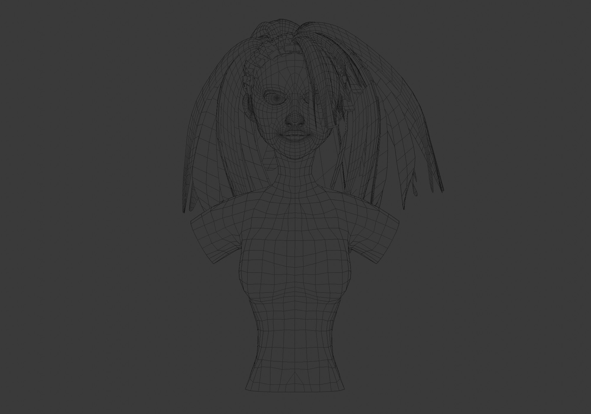 Long Female Hairstyle 3D model_5