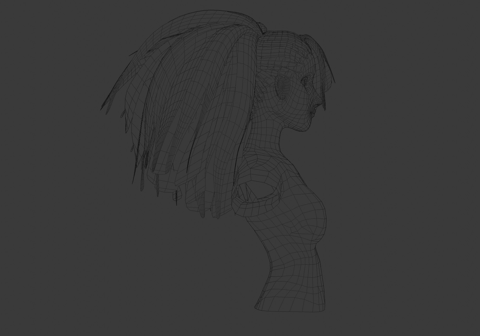 Long Female Hairstyle 3D model_7