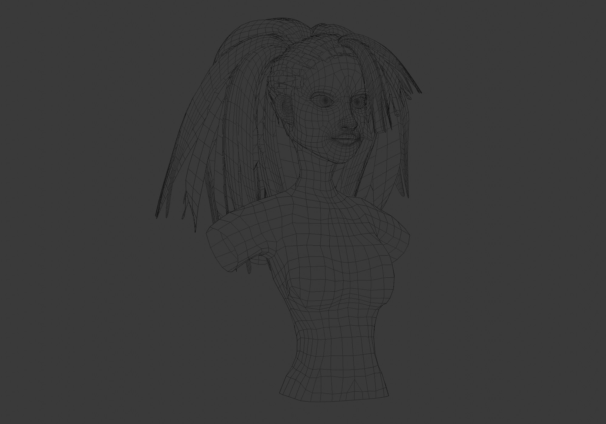 Long Female Hairstyle 3D model_6