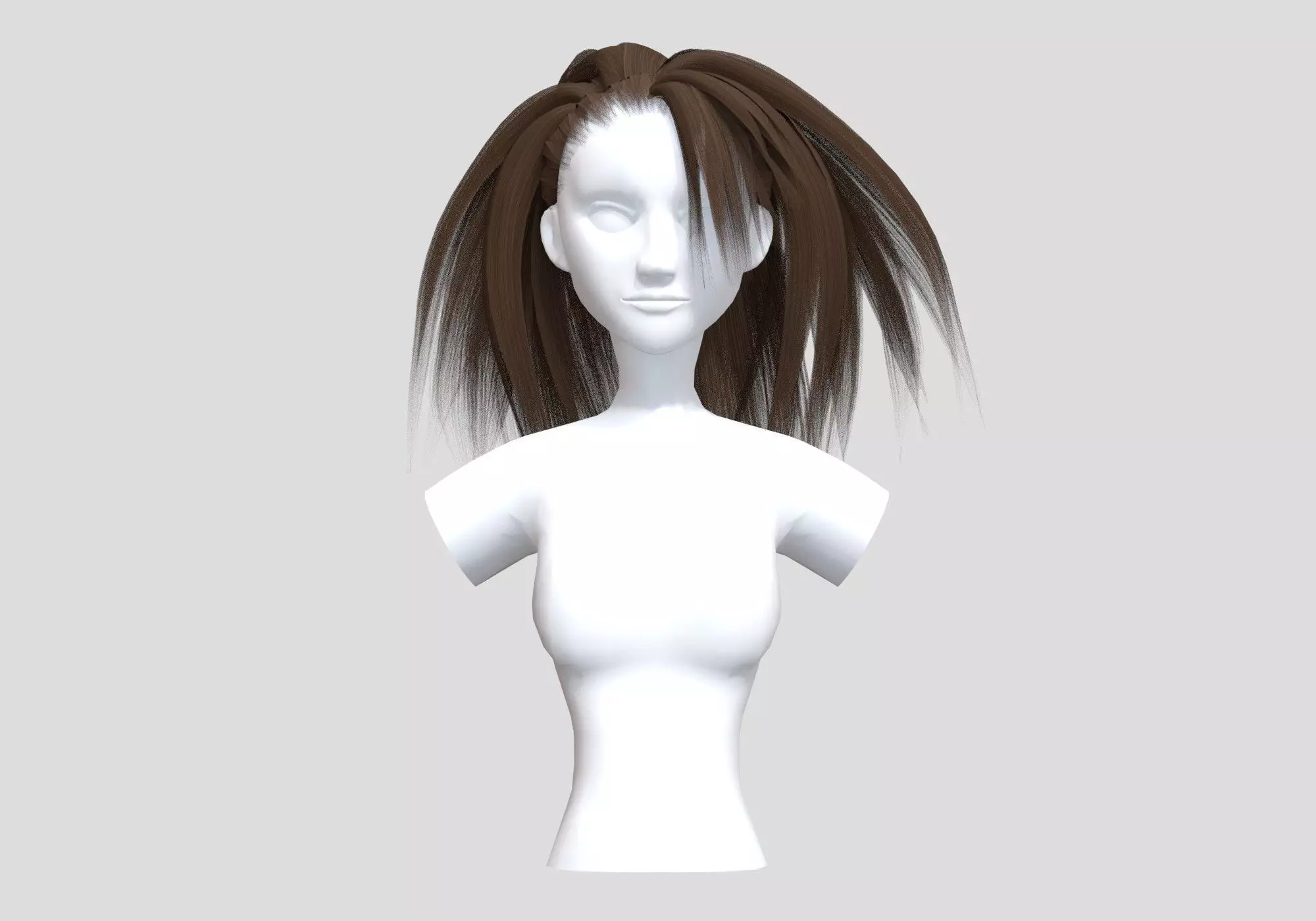 Long Female Hairstyle 3D model_0