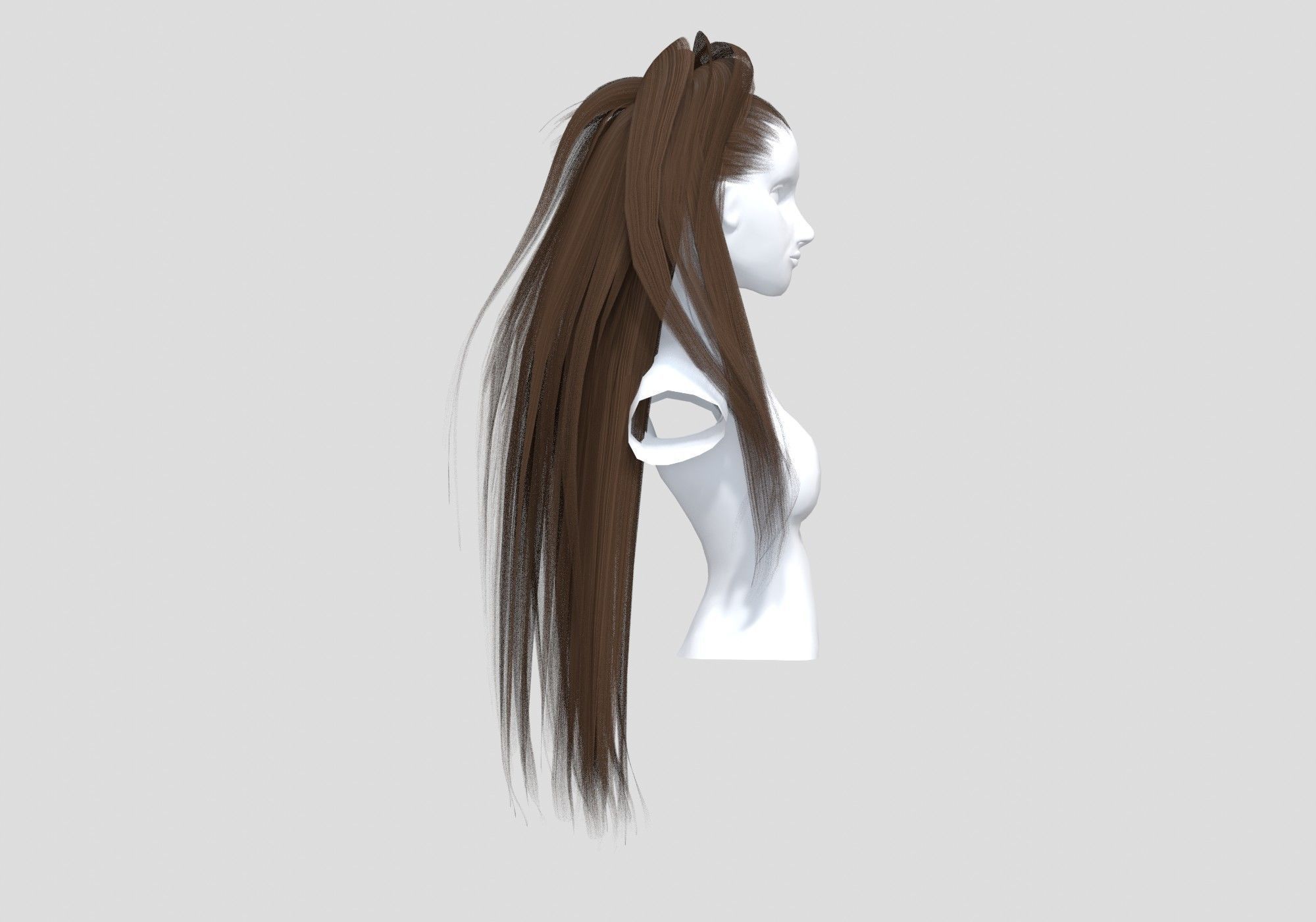 Long Basic Hairstyle  3D model_2