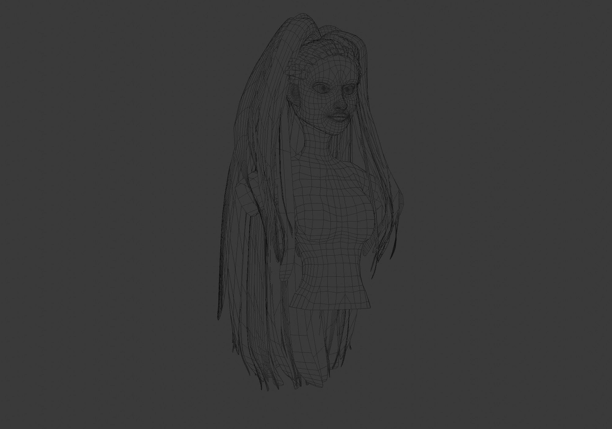 Long Basic Hairstyle  3D model_6