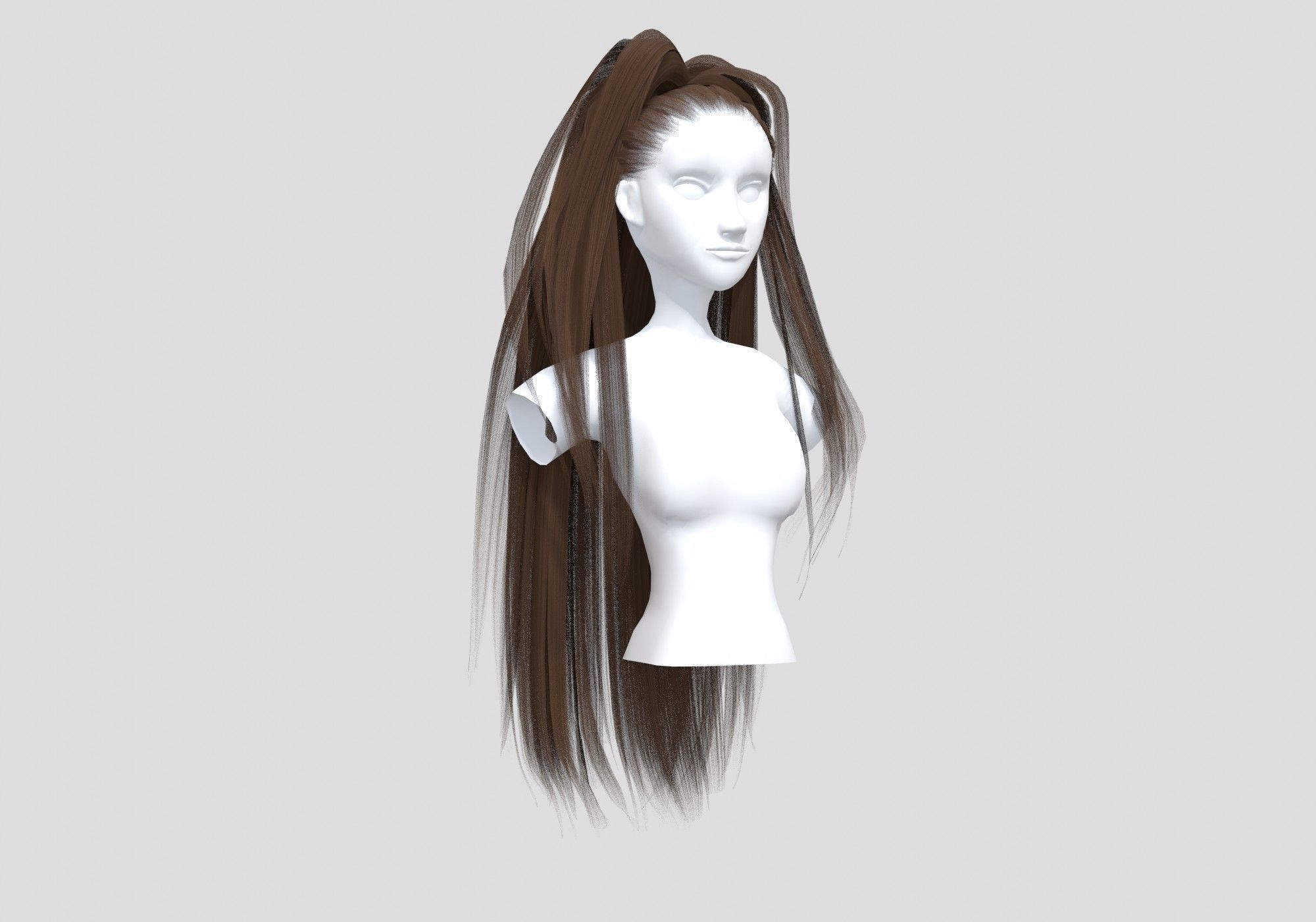 Long Basic Hairstyle  3D model_1