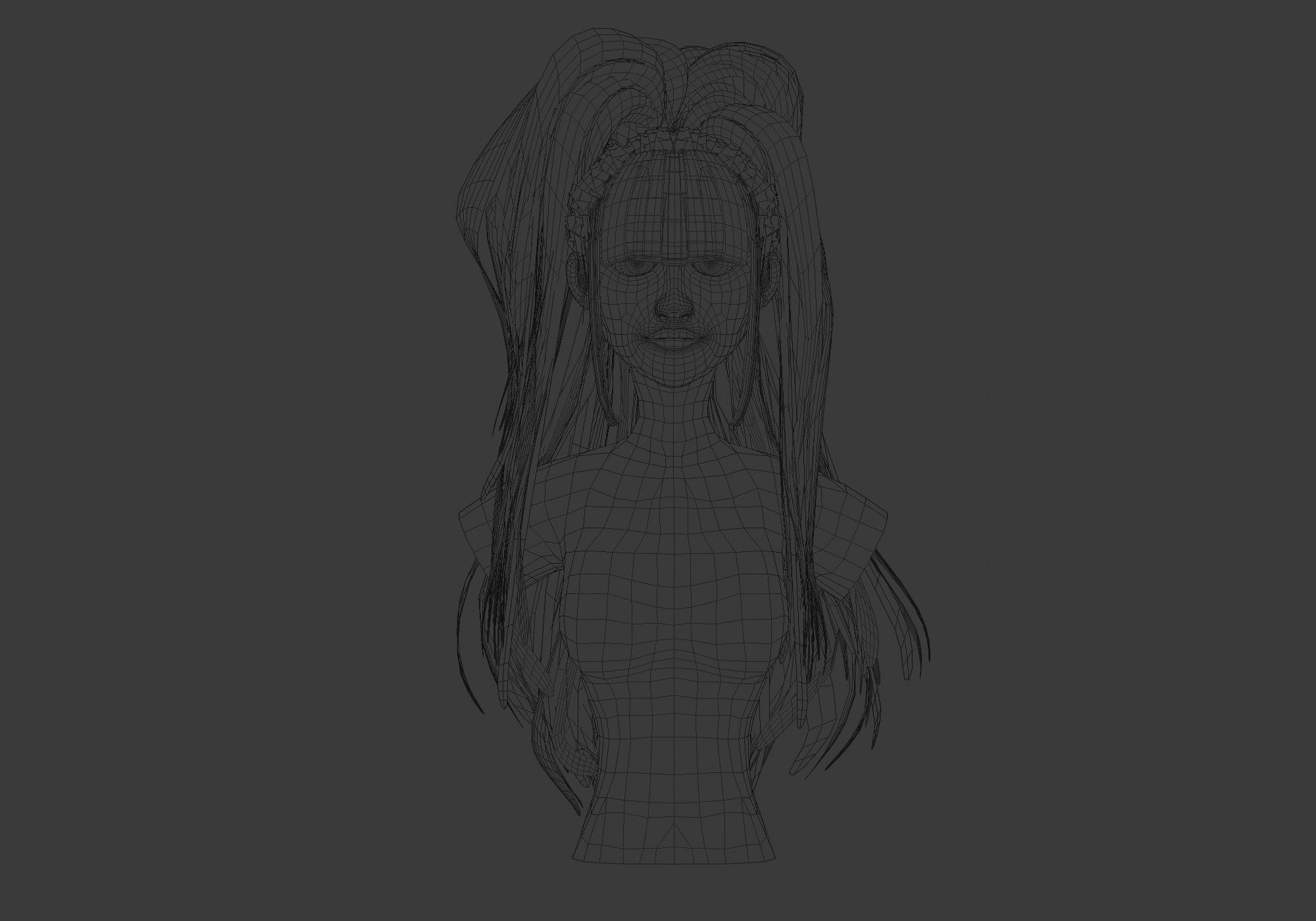 High Pigtail Hairstyle 3D model_5