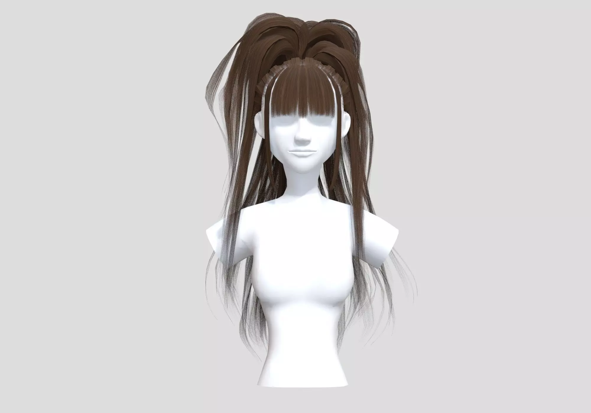 High Pigtail Hairstyle 3D model_0