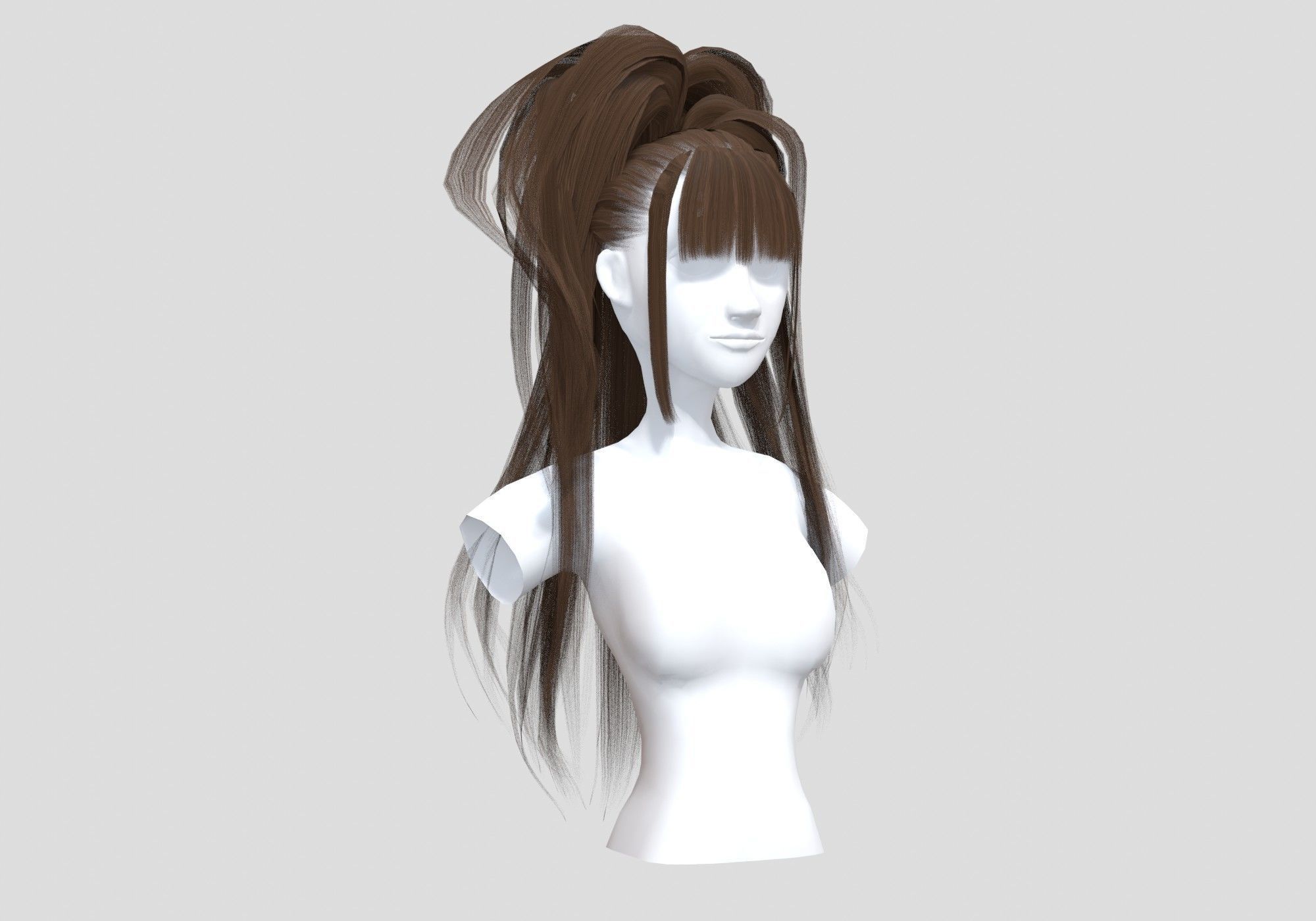 High Pigtail Hairstyle 3D model_1