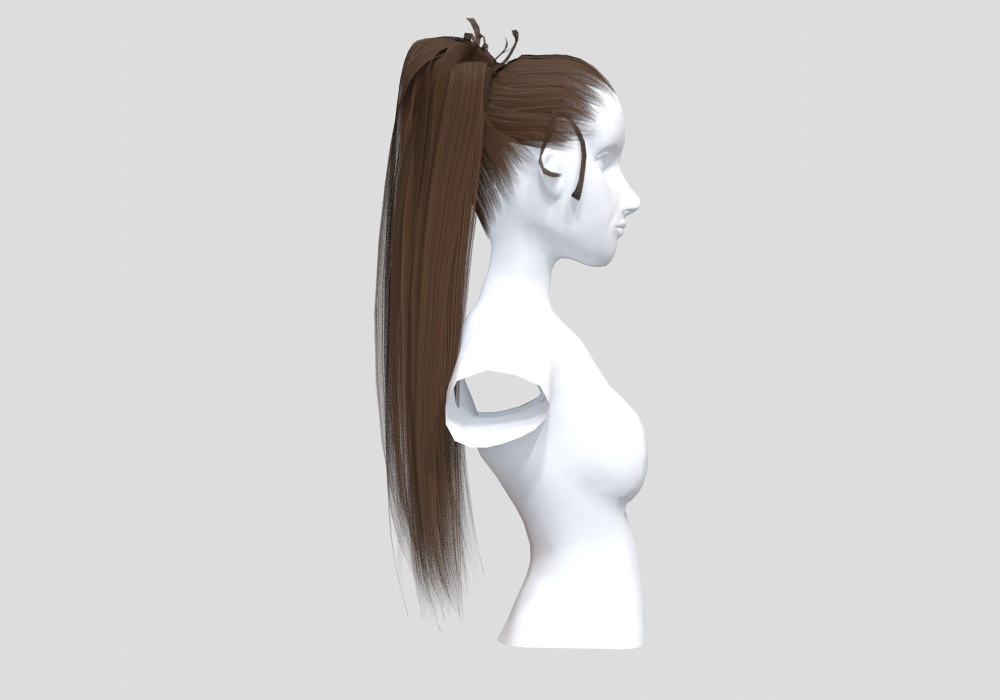 Female Long Hairstyle 3D model_2