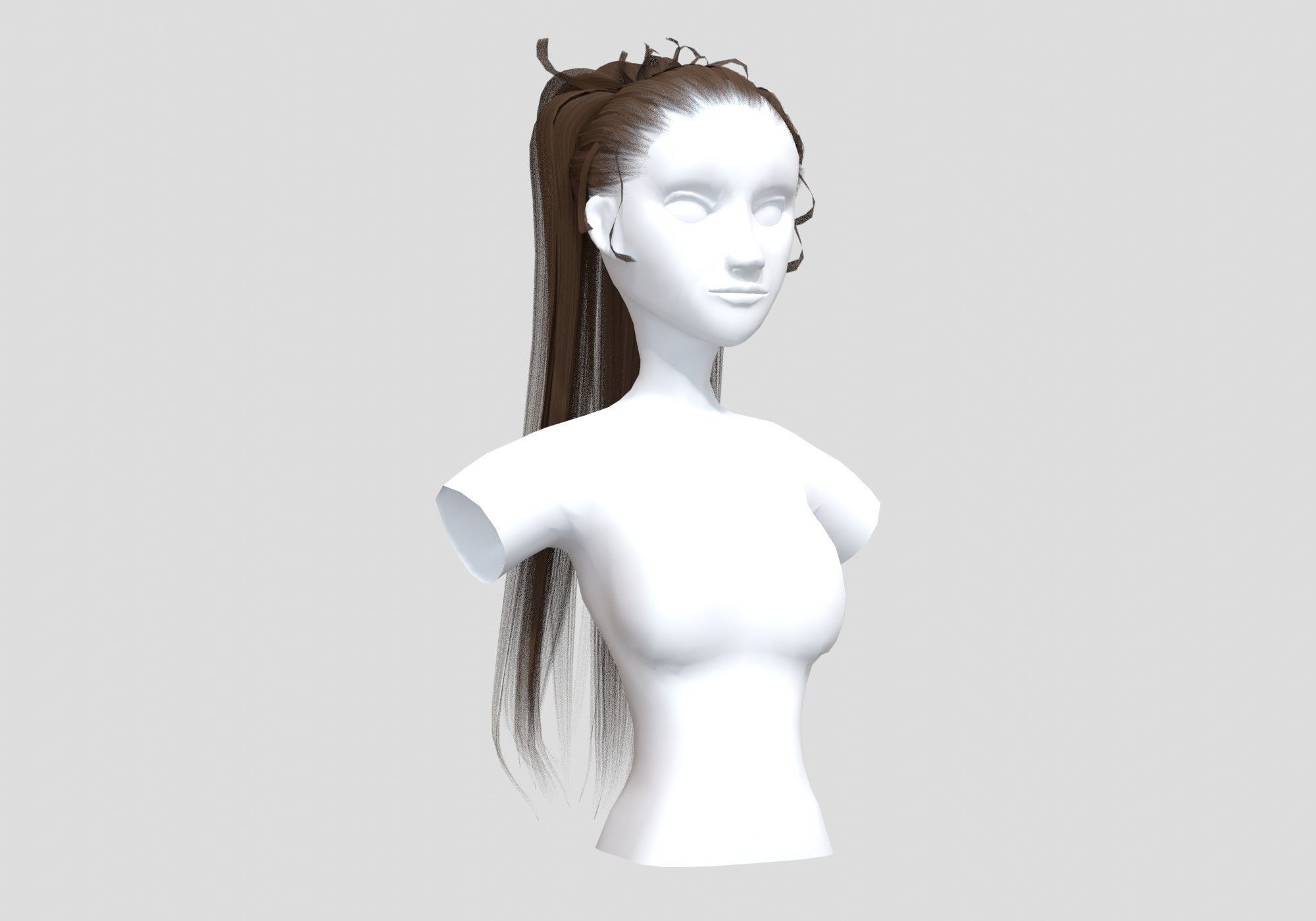 Female Long Hairstyle 3D model_1
