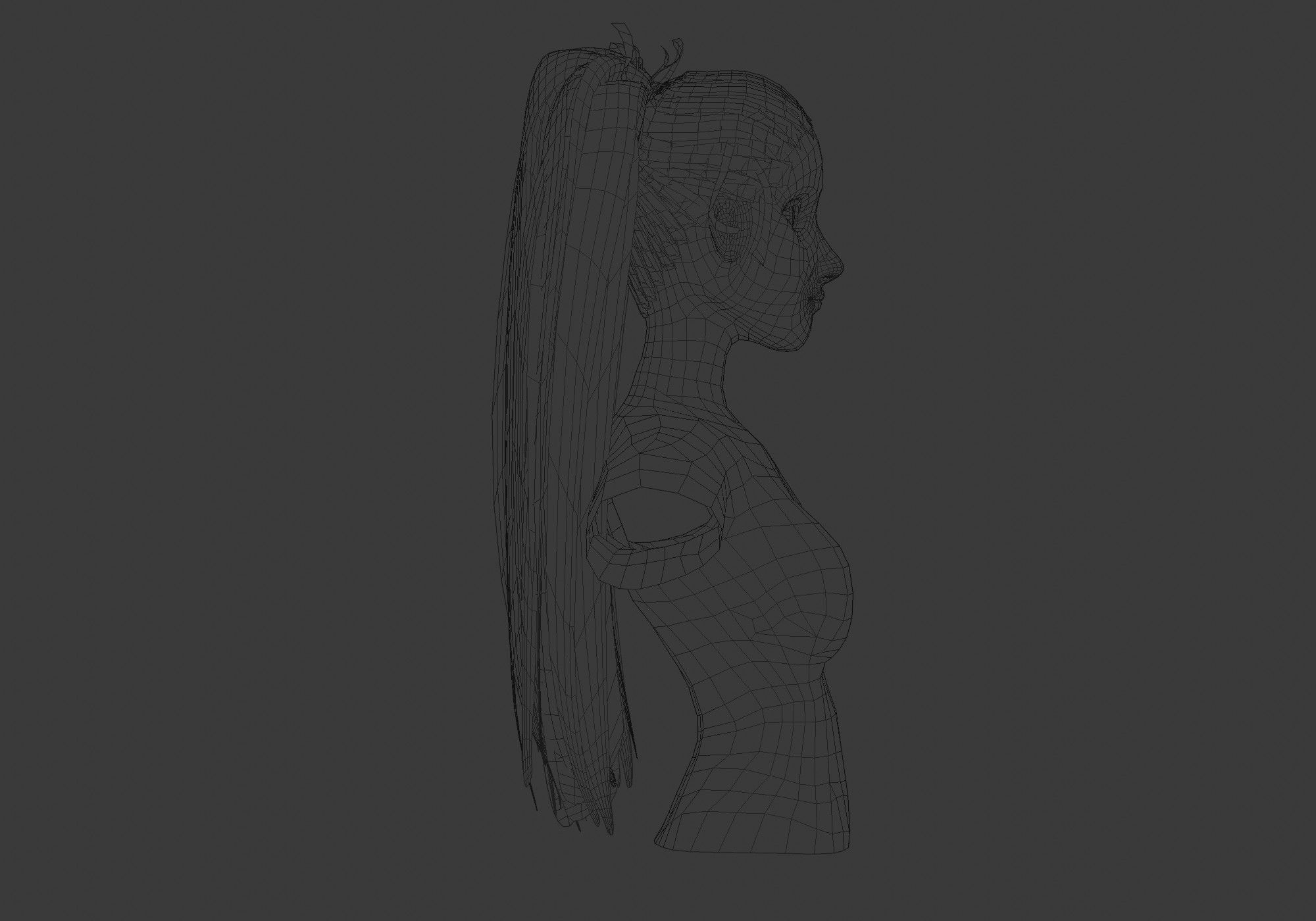 Female Long Hairstyle 3D model_7