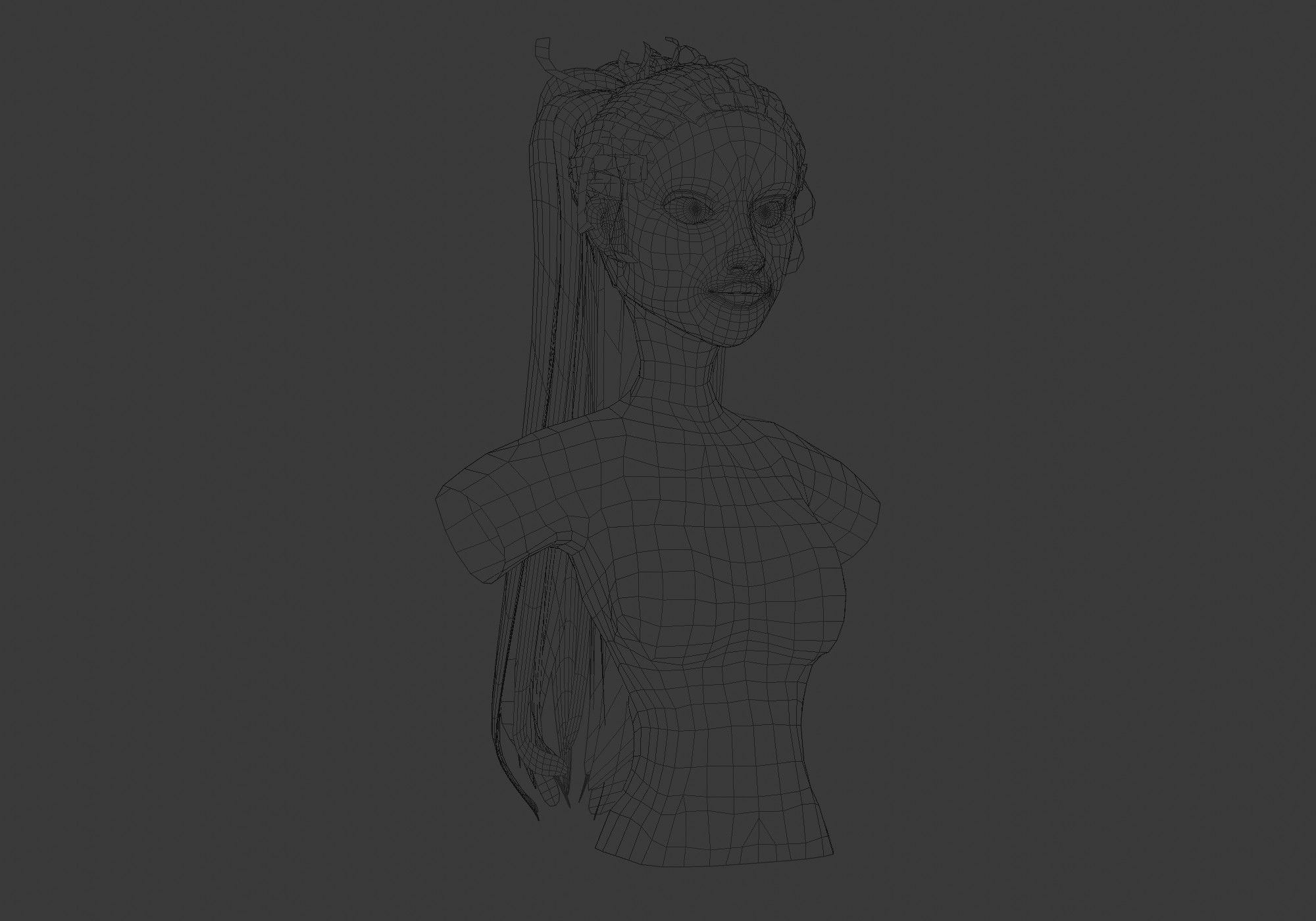 Female Long Hairstyle 3D model_6