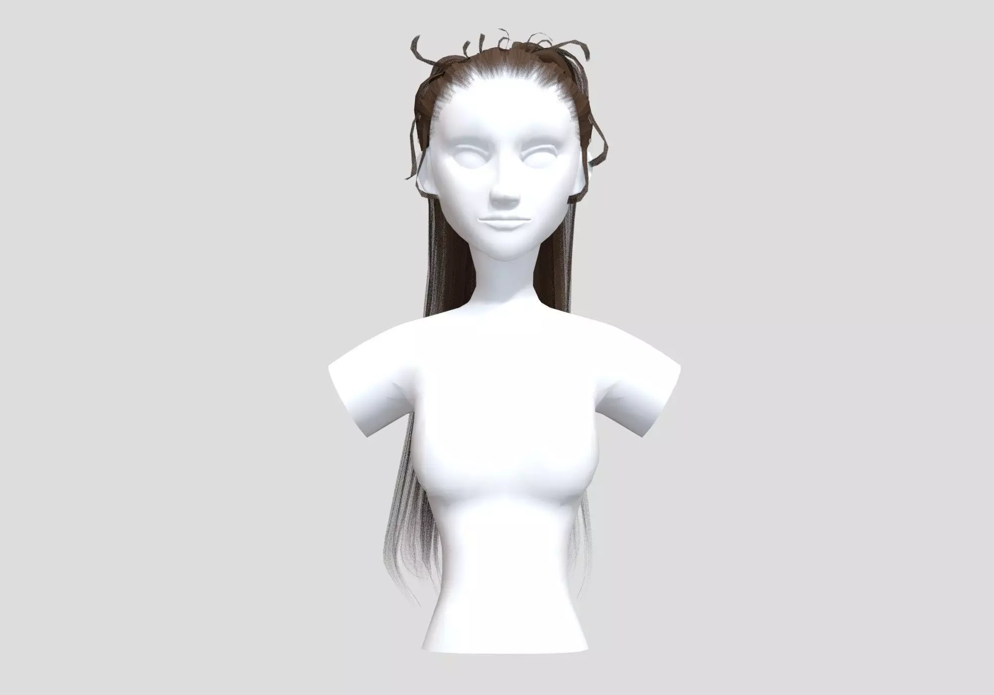 Female Long Hairstyle 3D model_0