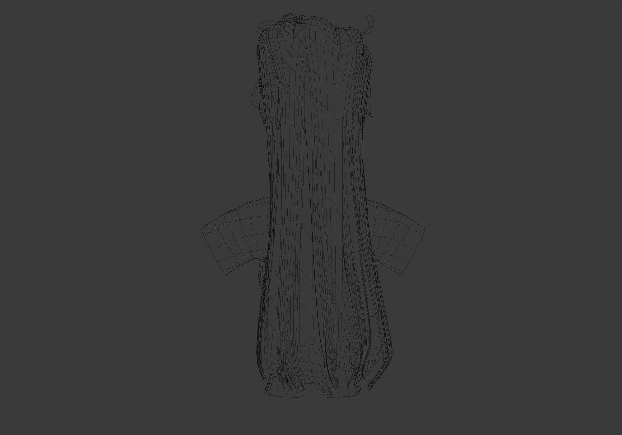 Female Long Hairstyle 3D model_9