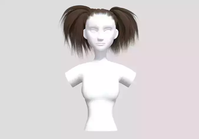 Cute Pigtails Hairstyle  3D model