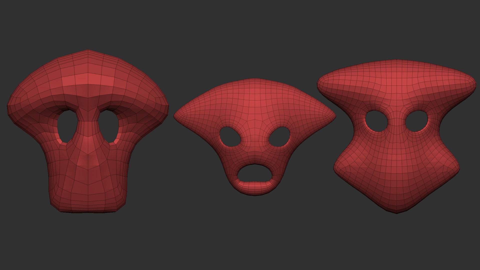 50 low poly mask shapes and base meshes IMM brush for Zbrush 3D model_16