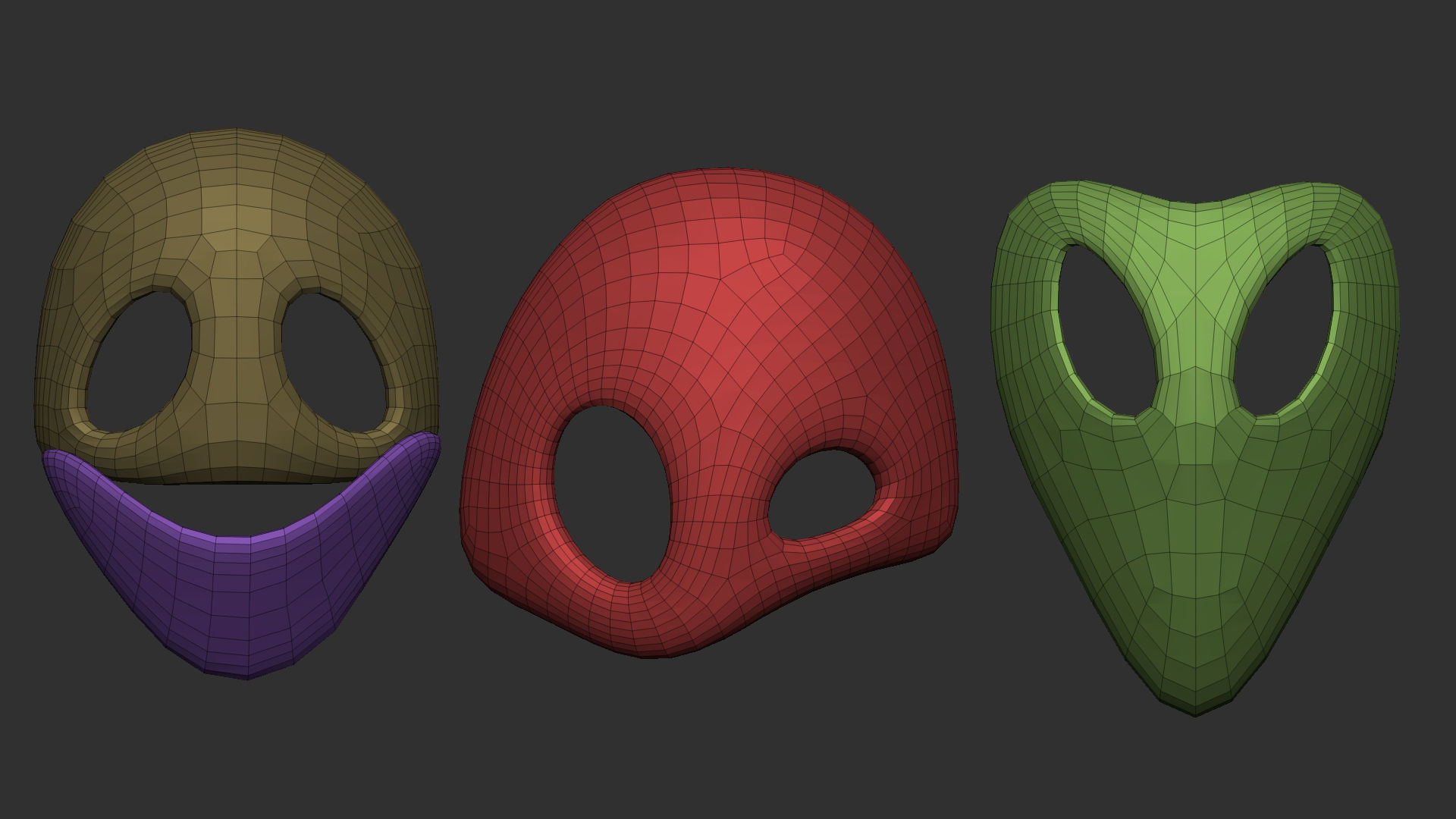 50 low poly mask shapes and base meshes IMM brush for Zbrush 3D model_12