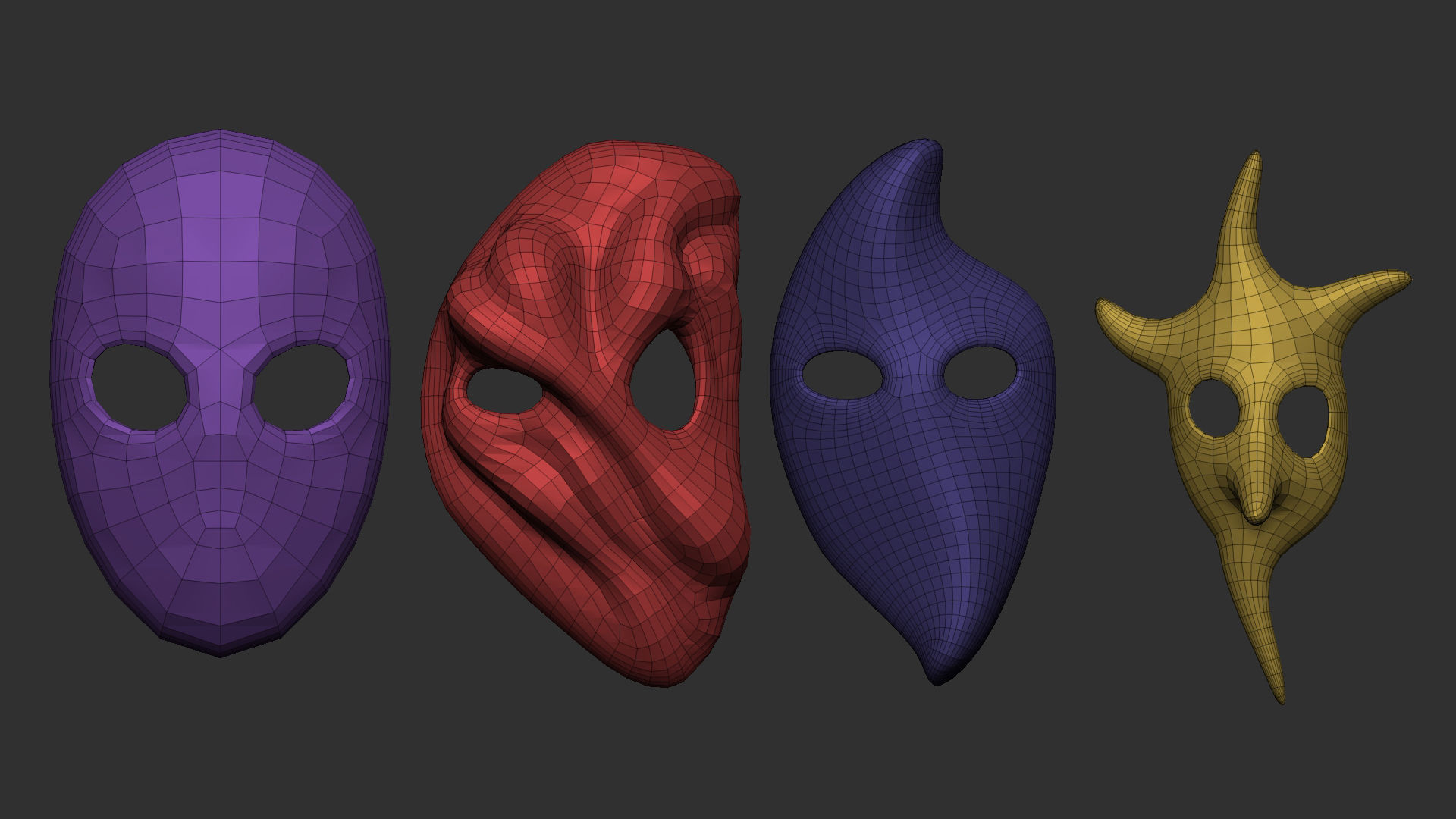 50 low poly mask shapes and base meshes IMM brush for Zbrush 3D model_6
