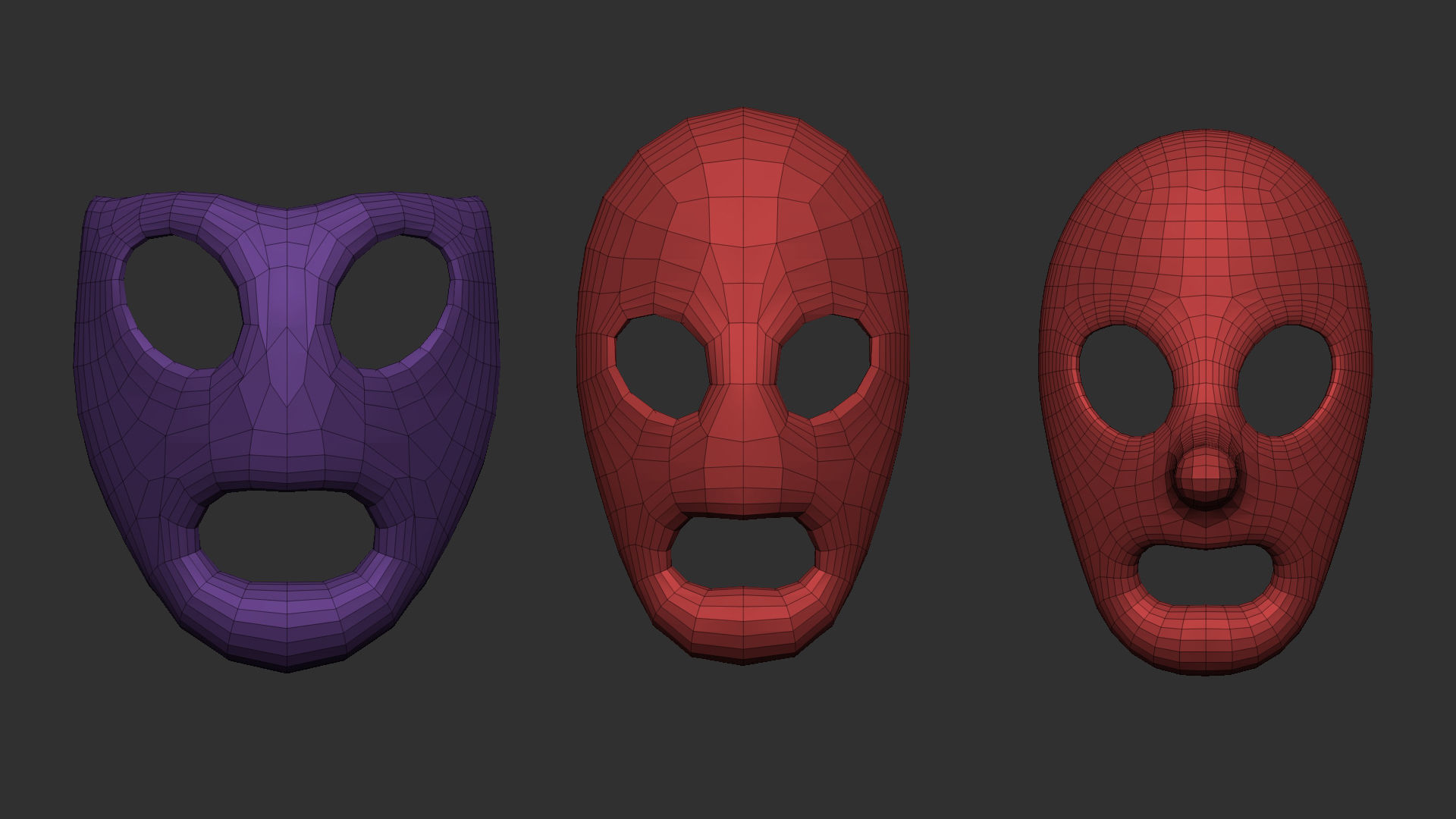 50 low poly mask shapes and base meshes IMM brush for Zbrush 3D model_17