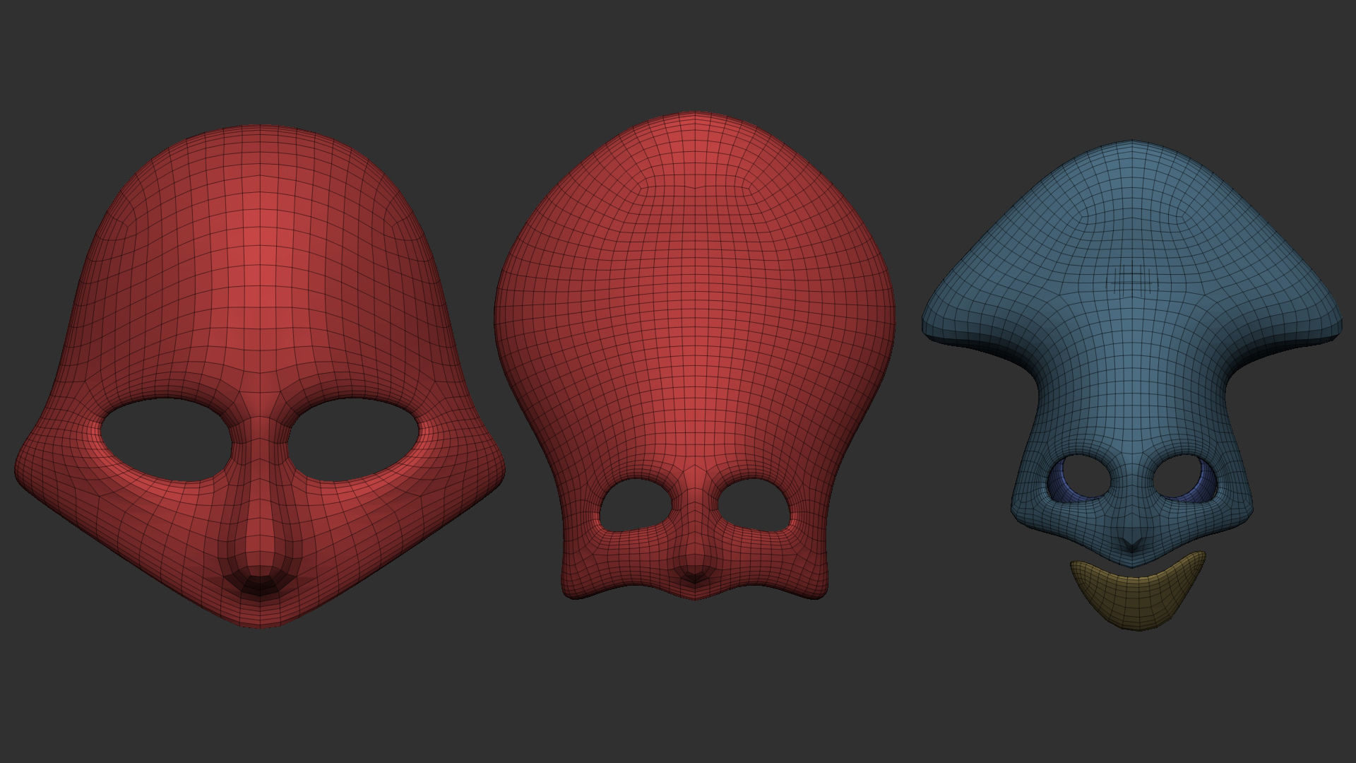 50 low poly mask shapes and base meshes IMM brush for Zbrush 3D model_14