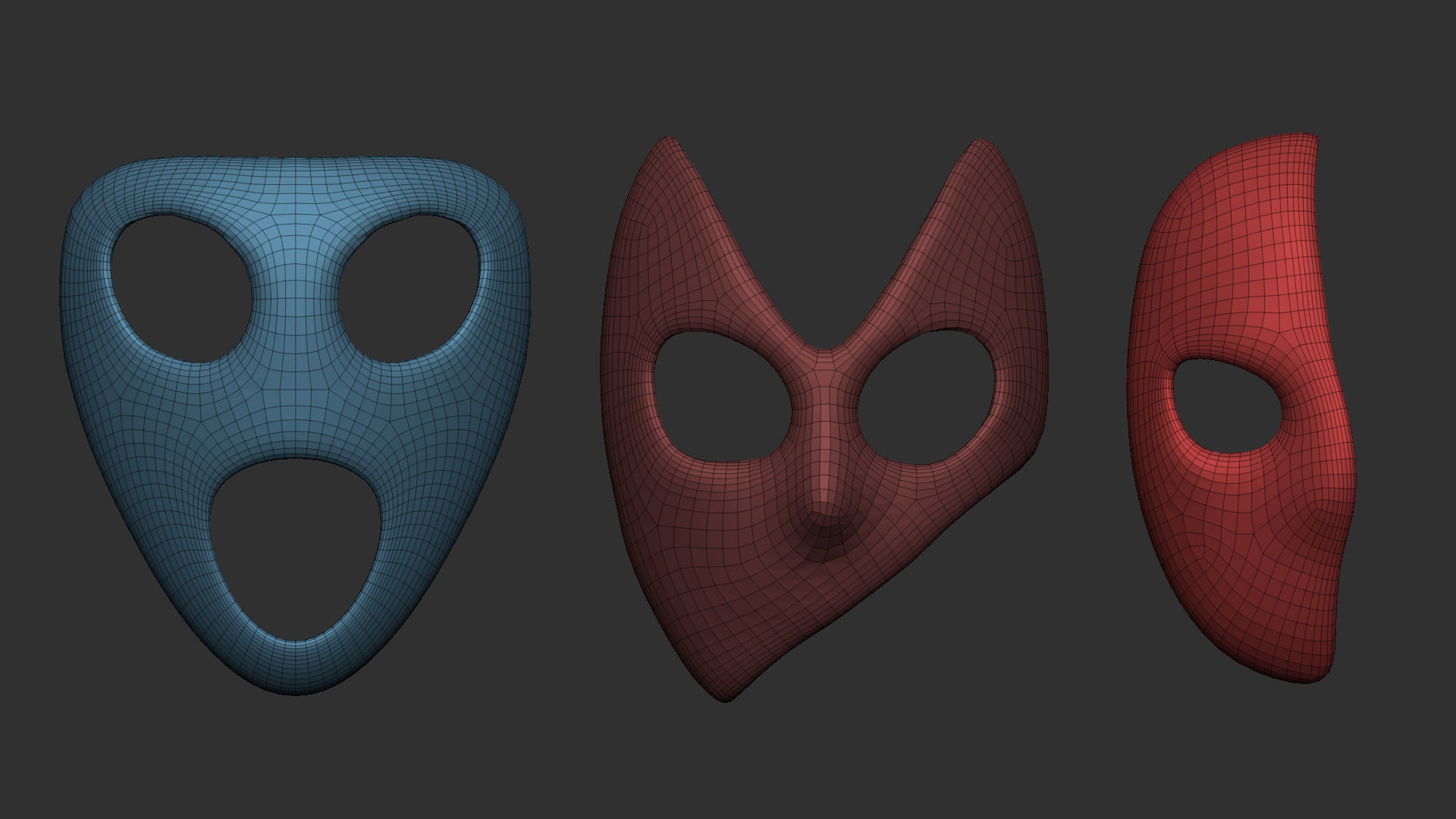 50 low poly mask shapes and base meshes IMM brush for Zbrush 3D model_13
