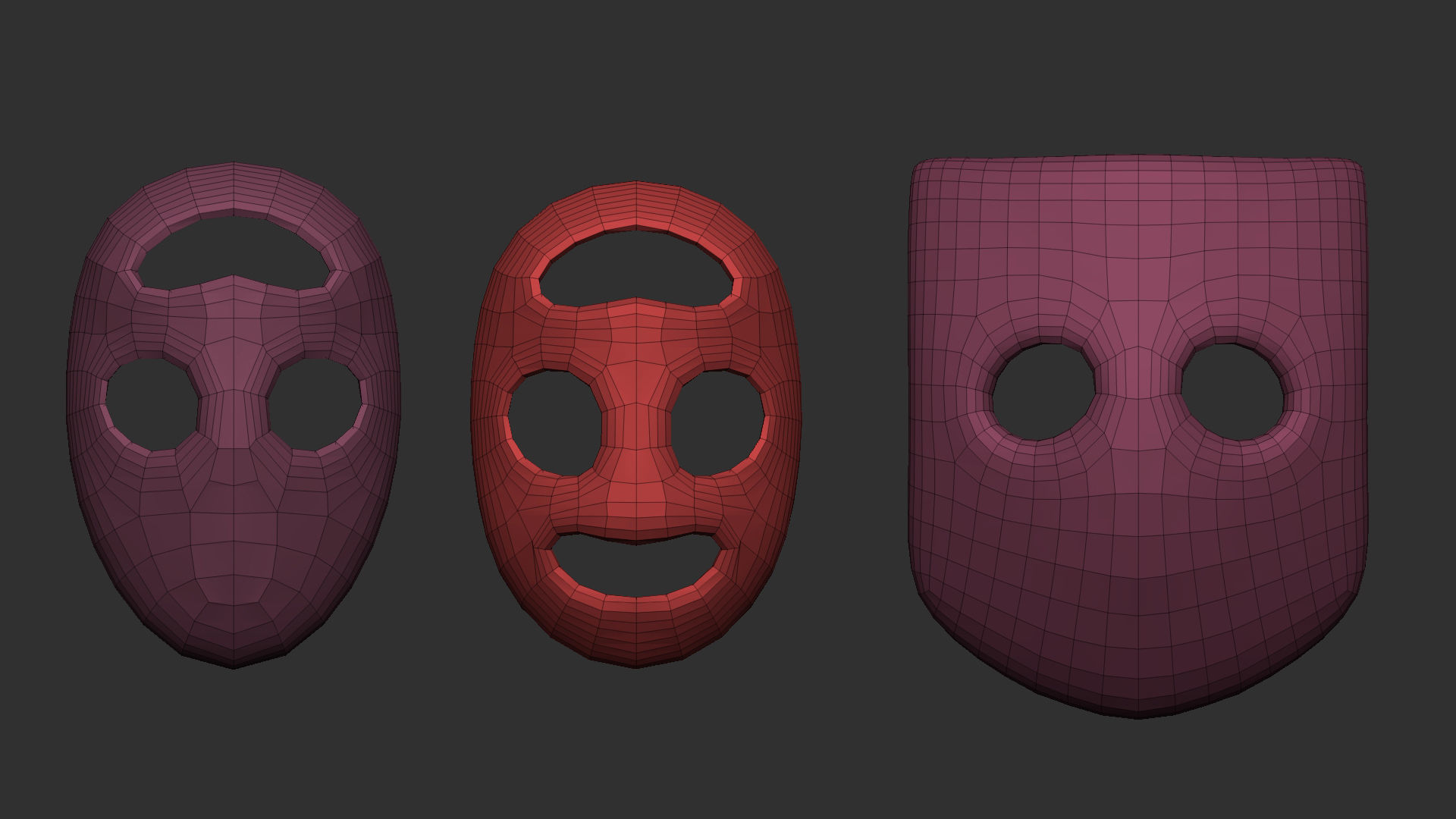 50 low poly mask shapes and base meshes IMM brush for Zbrush 3D model_18