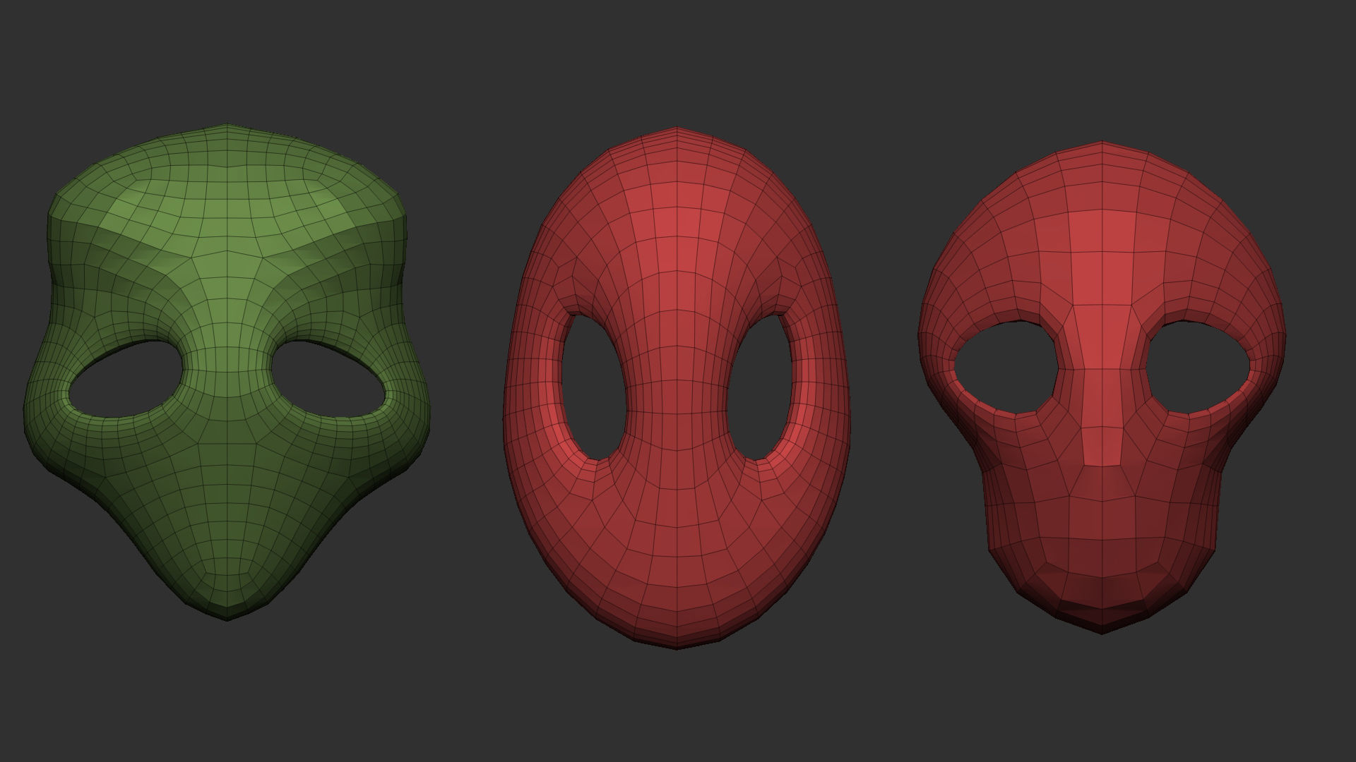 50 low poly mask shapes and base meshes IMM brush for Zbrush 3D model_9