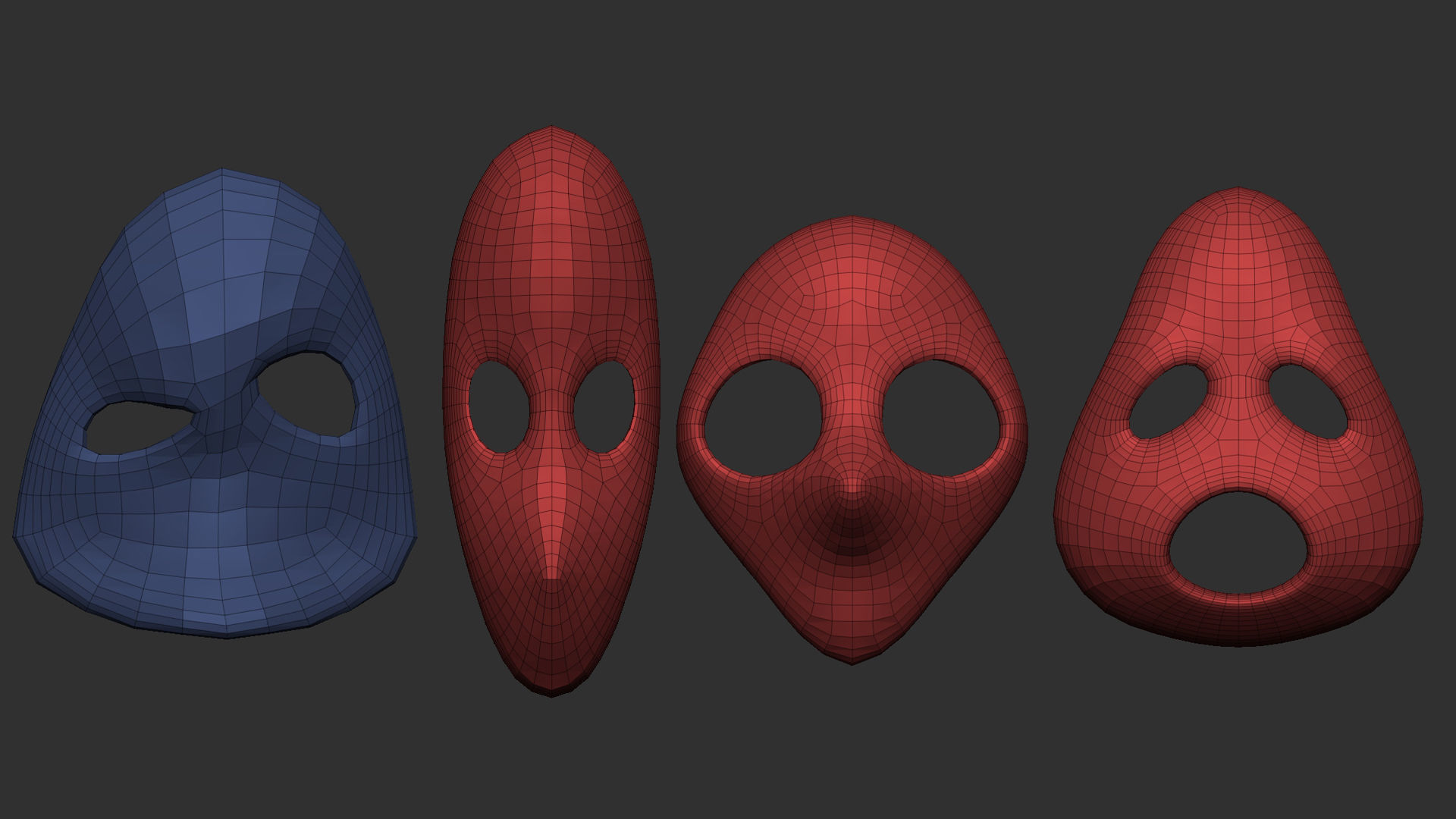 50 low poly mask shapes and base meshes IMM brush for Zbrush 3D model_8