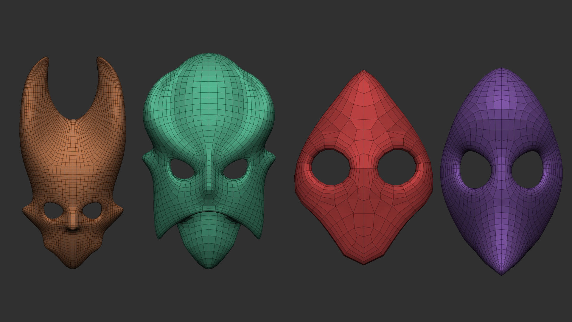 50 low poly mask shapes and base meshes IMM brush for Zbrush 3D model_15
