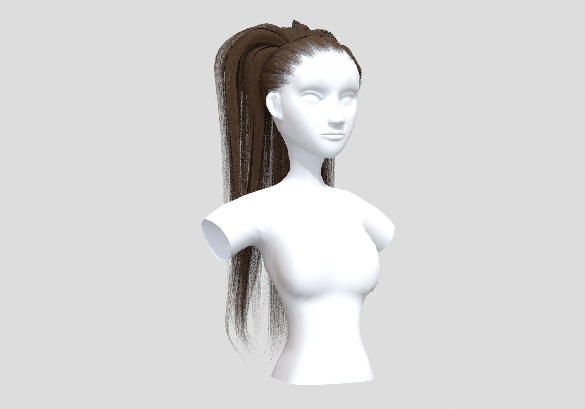 Brown Pigtail Hairstyle 3D model_1