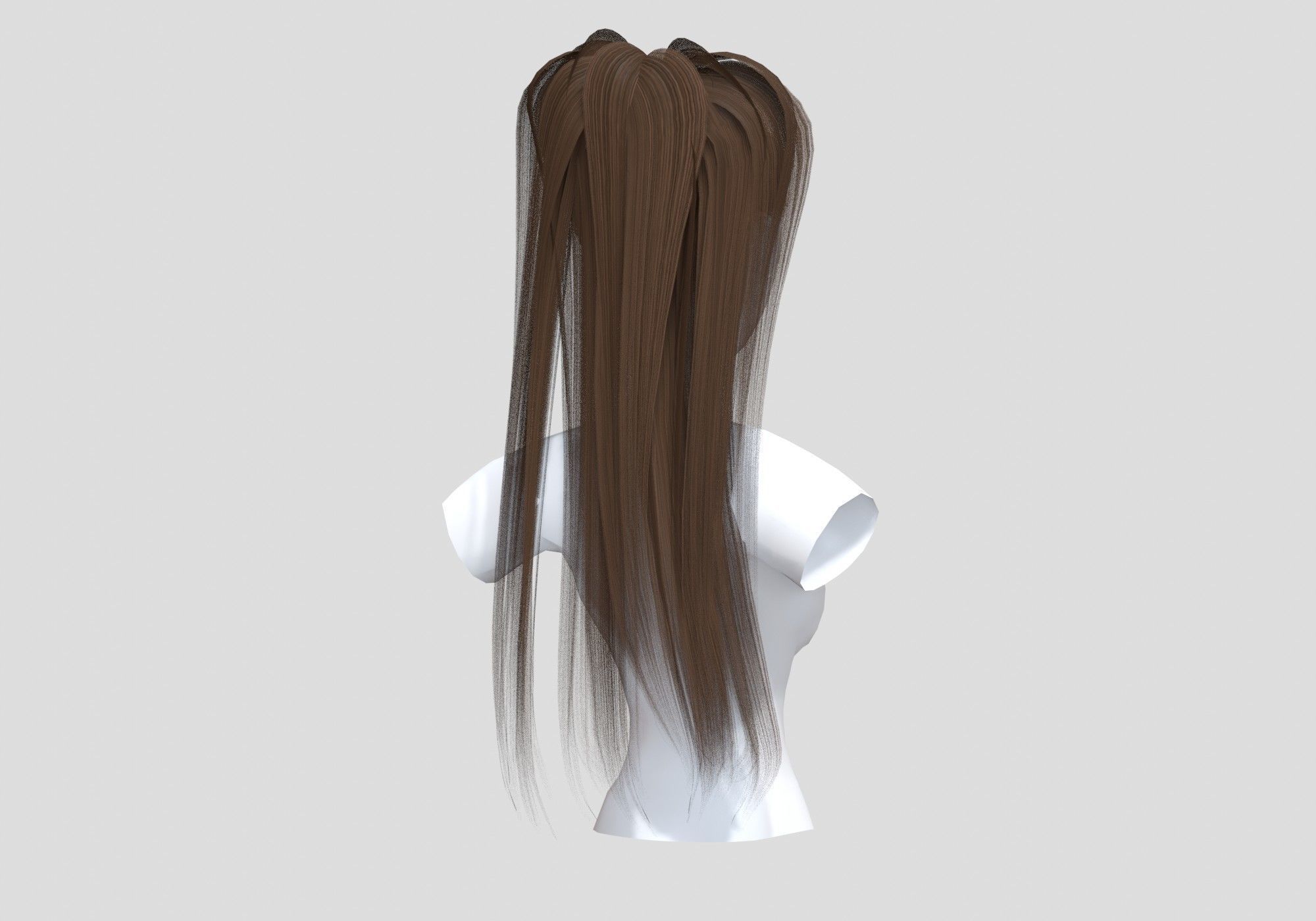Brown Pigtail Hairstyle 3D model_3