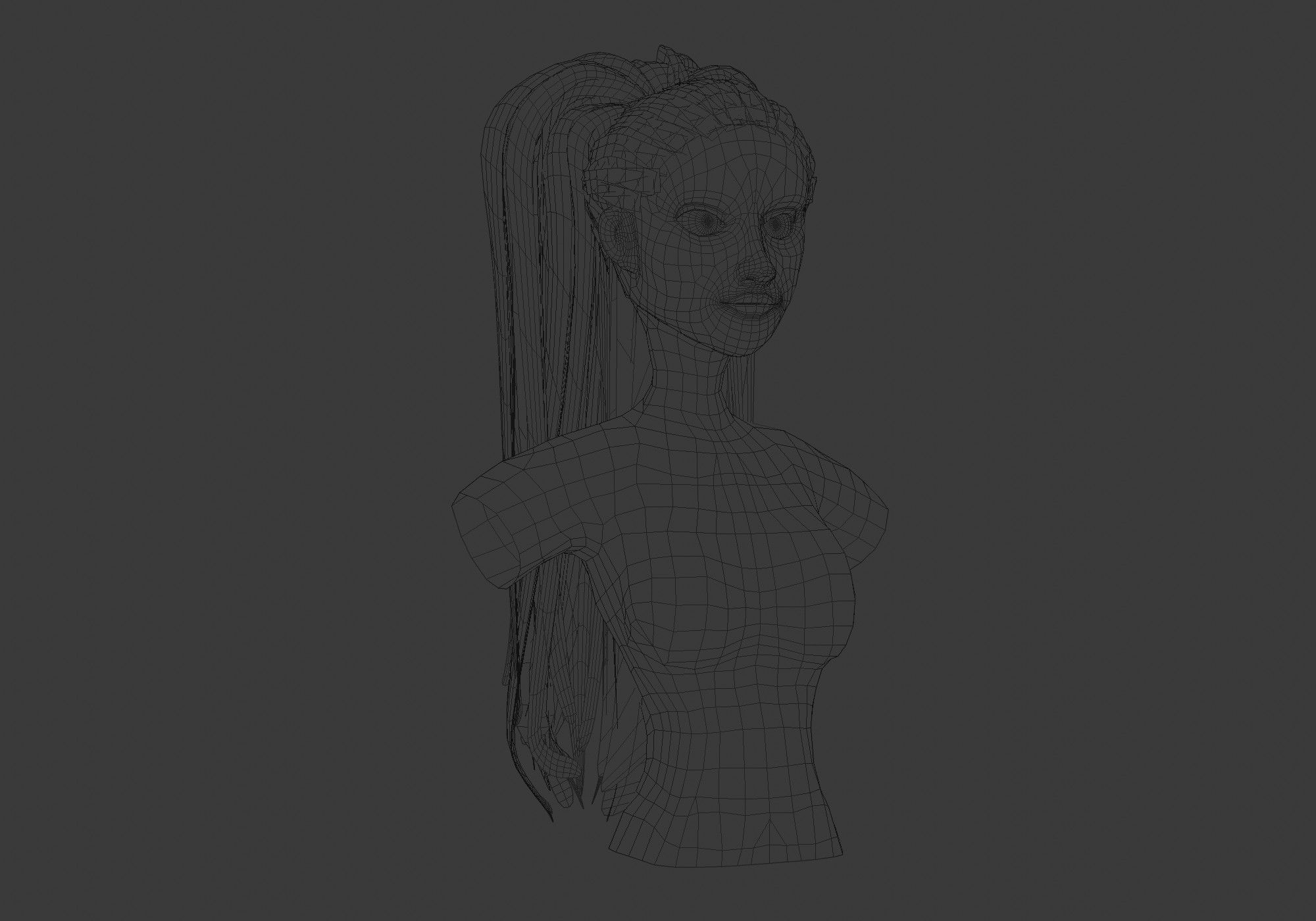 Brown Pigtail Hairstyle 3D model_6