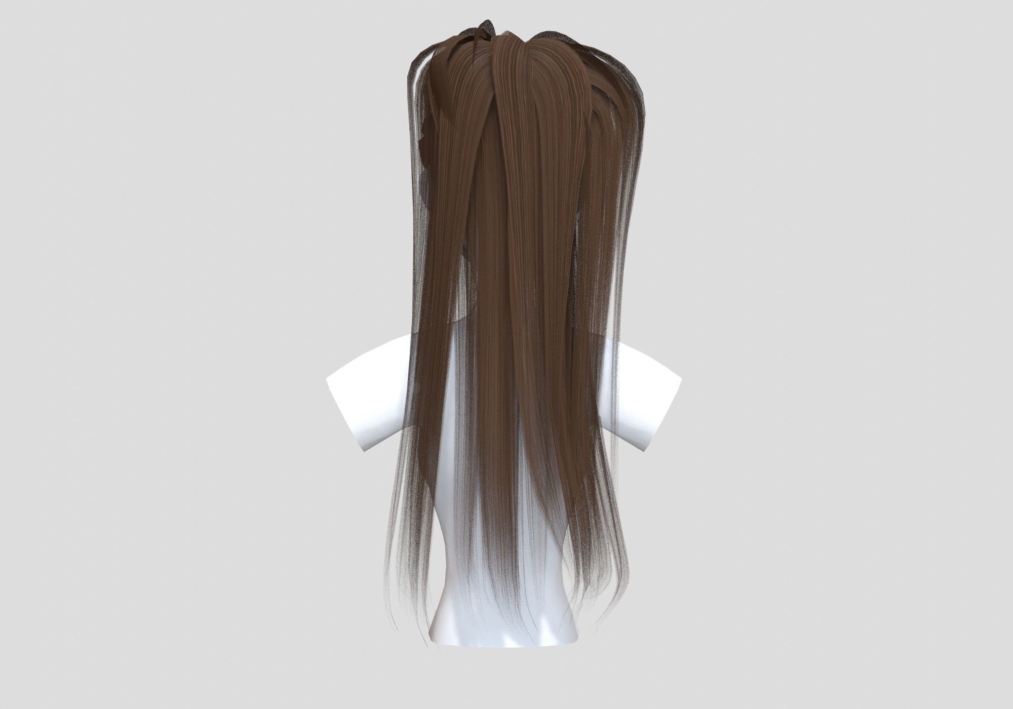 Brown Pigtail Hairstyle 3D model_4