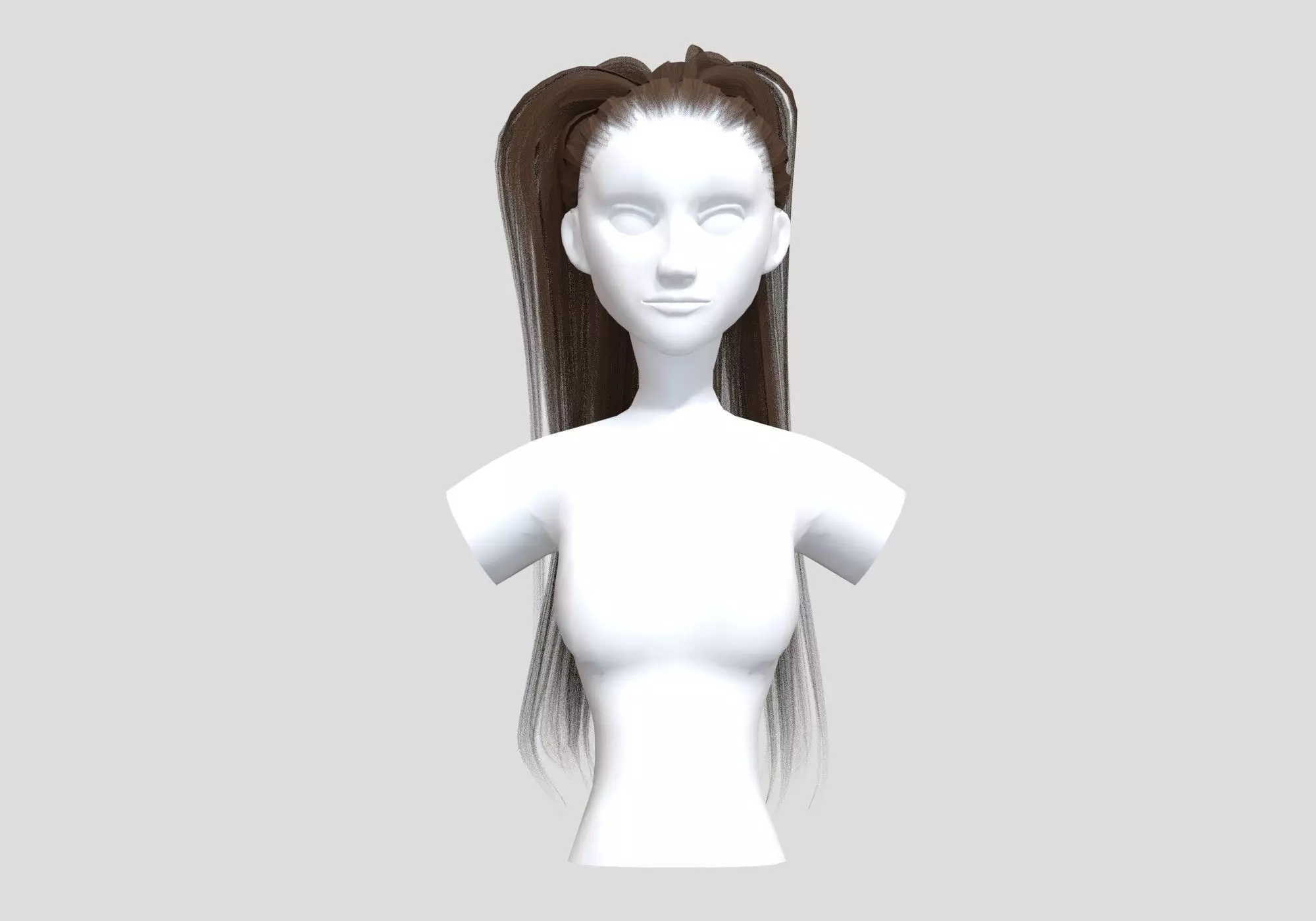 Brown Pigtail Hairstyle 3D model_0